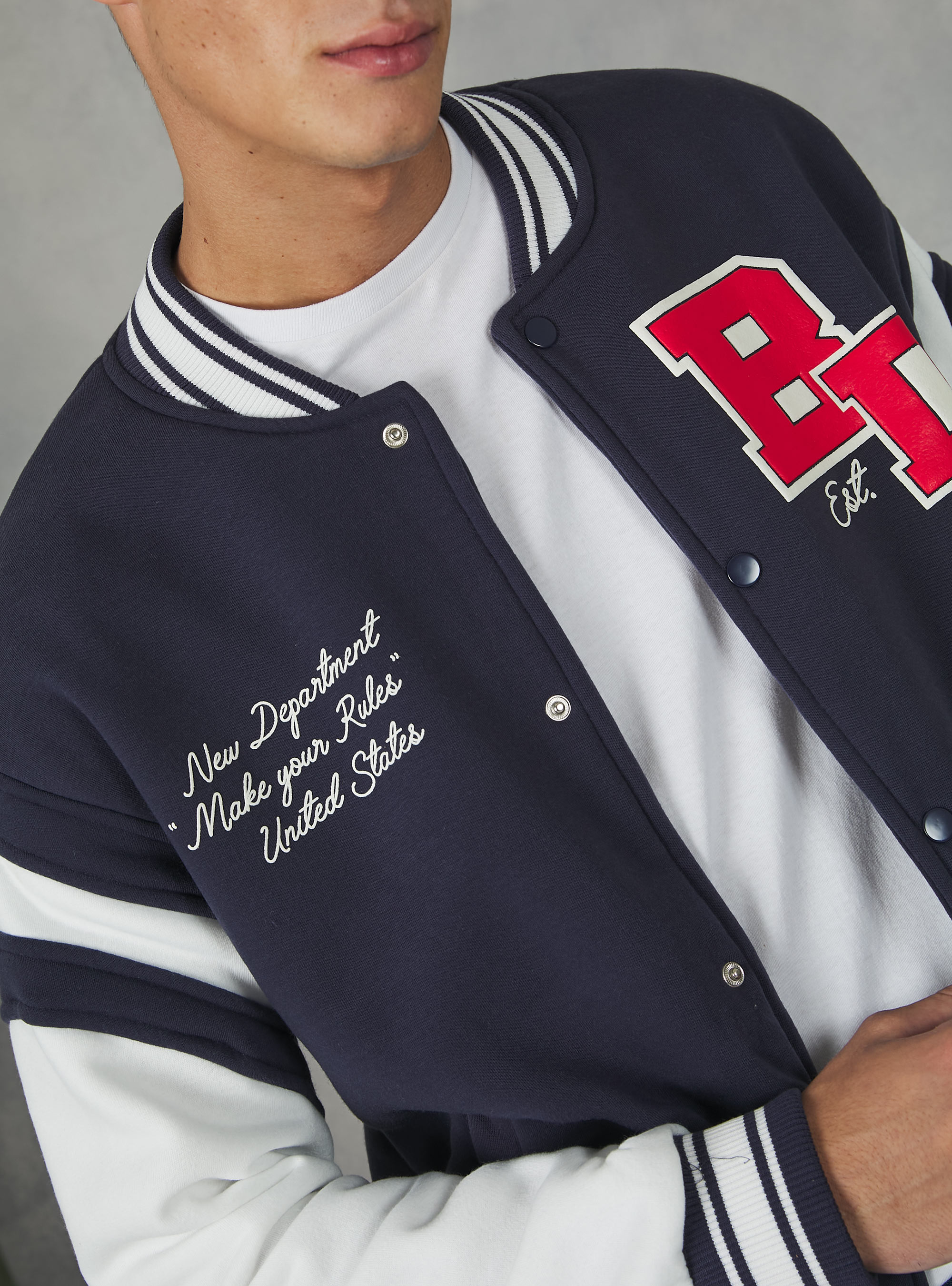 College Bomber Jacket with print, NA1 NAVY DARK