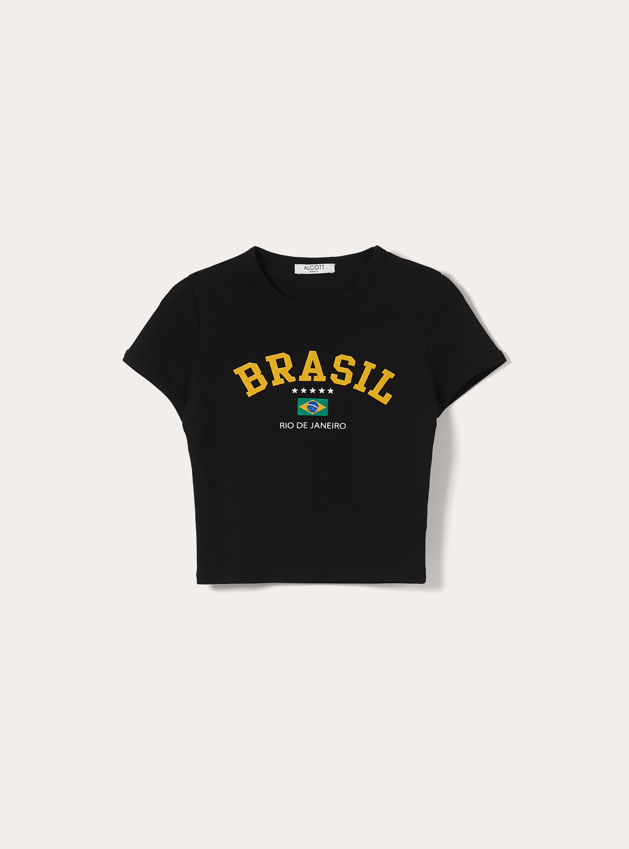 T-shirt crop con stampa calcio mondiali, BK1 BLACK