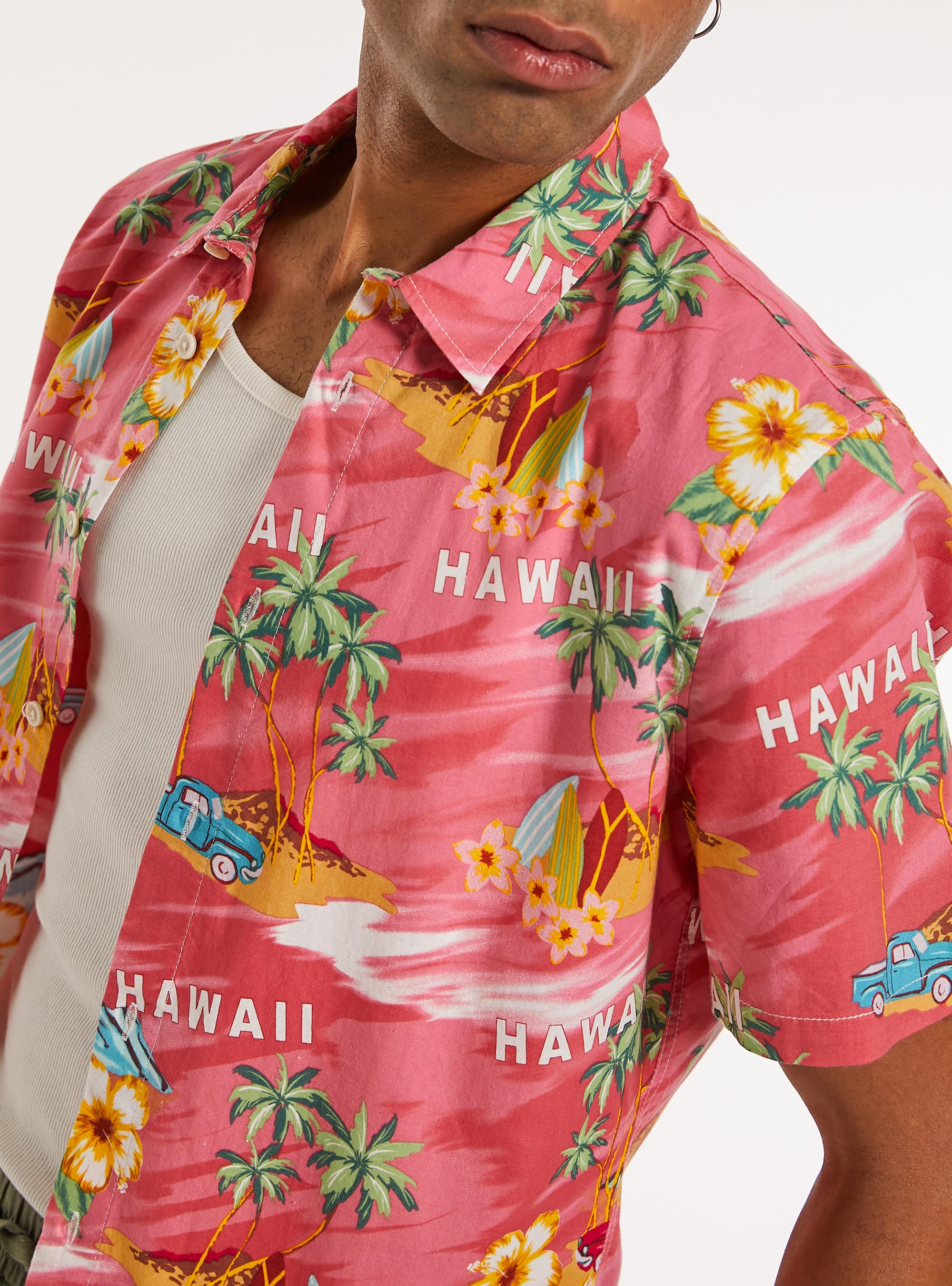 Chemise imprim&eacute;e &agrave; manches courtes, PK1 PINK DARK