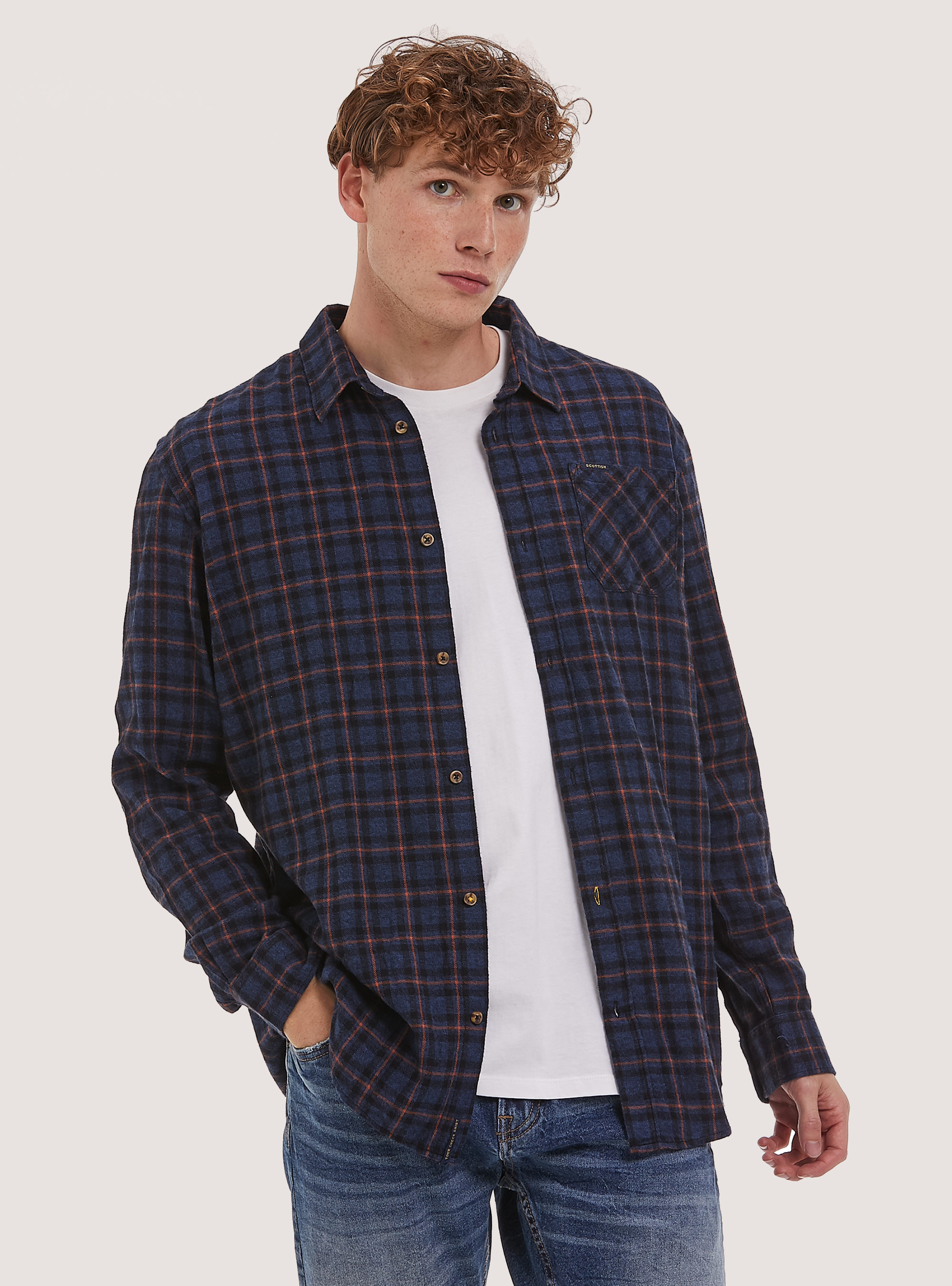 Camisa de franela a cuadros, NA2 NAVY MEDIUM