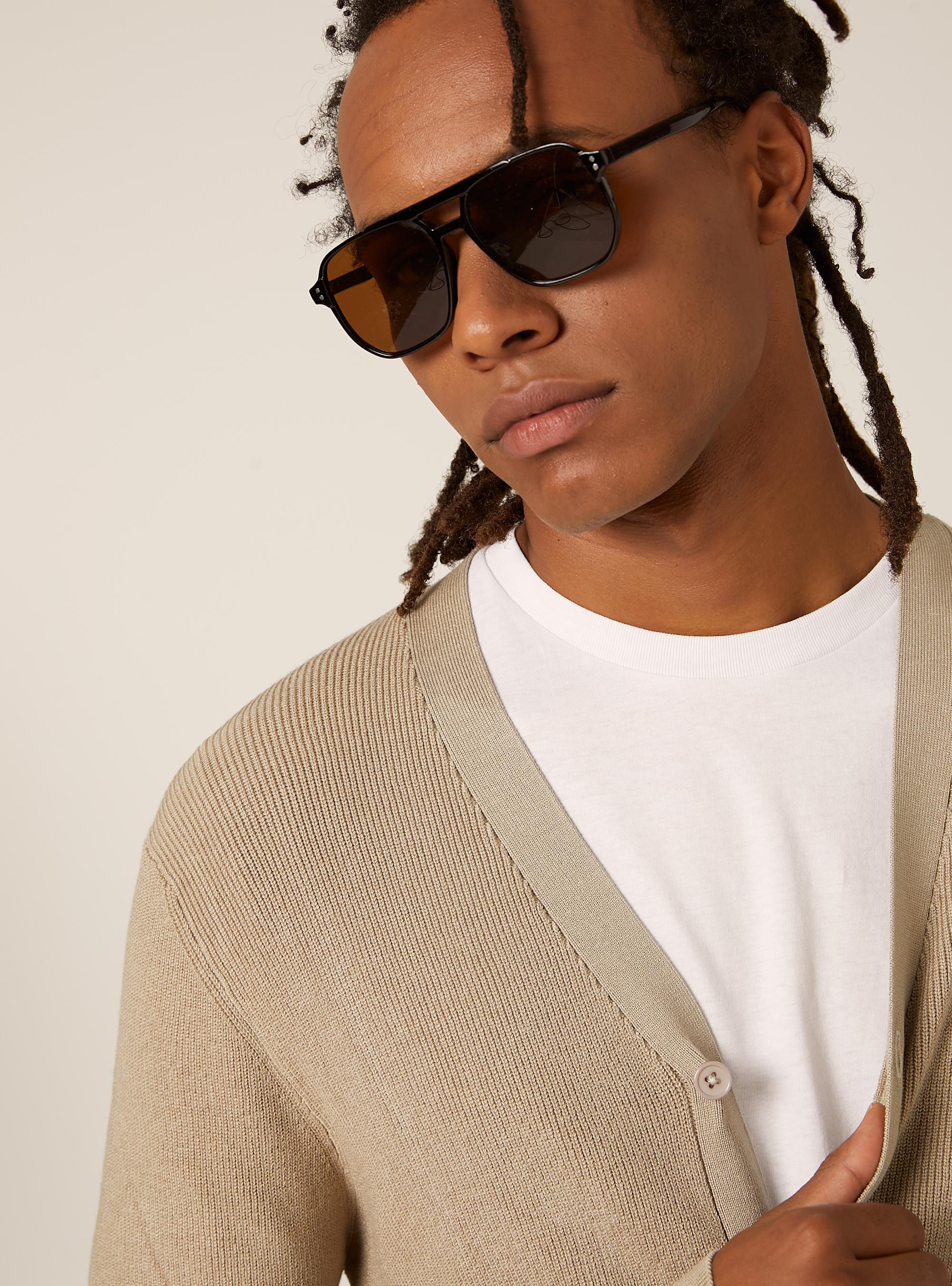 Lightweight cardigan in English rib knit, BG2 BEIGE MEDIUM