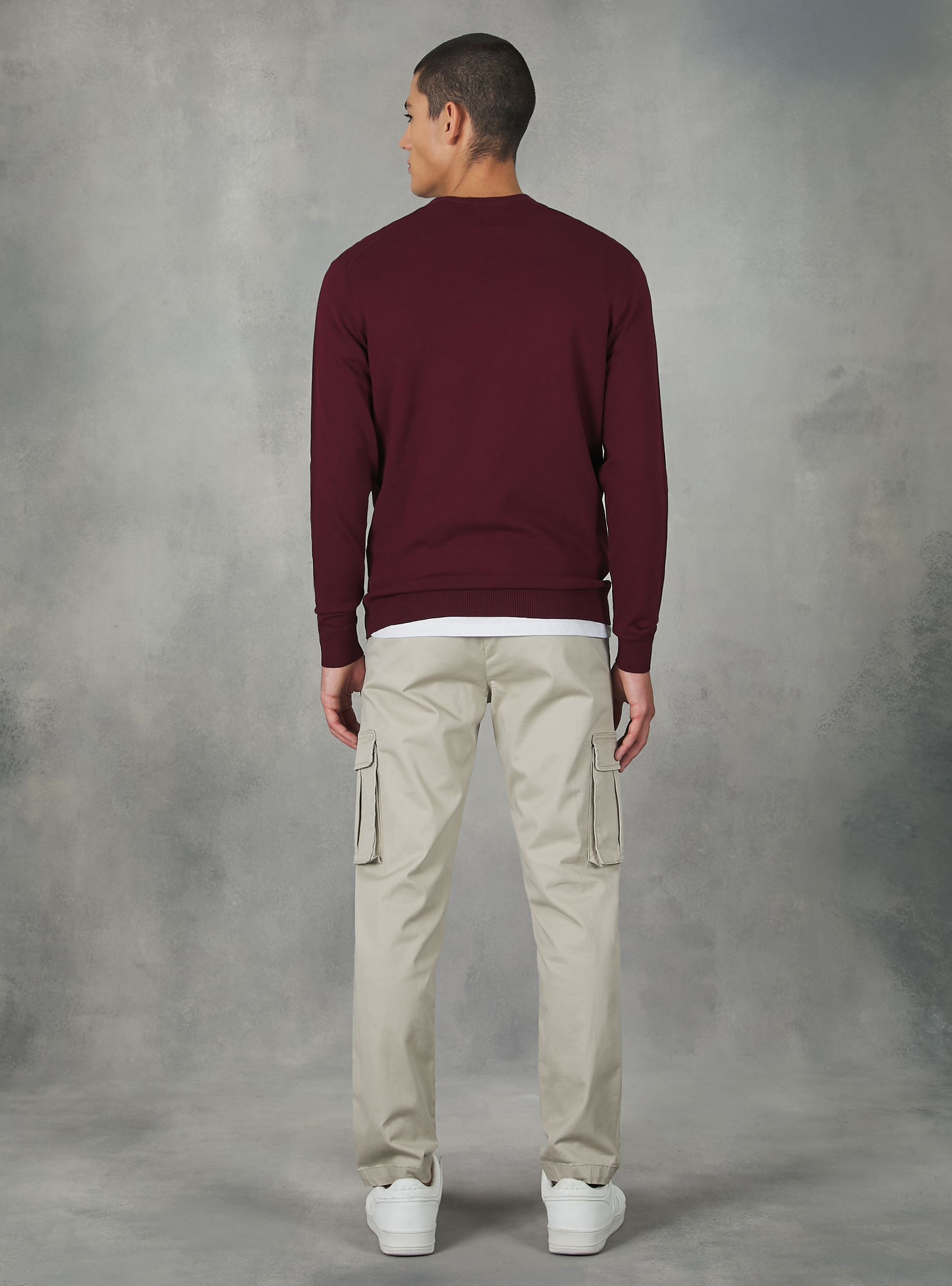 Pull à col ras du cou en viscose durable Ecovero, BO2 BORDEAUX MEDIUM