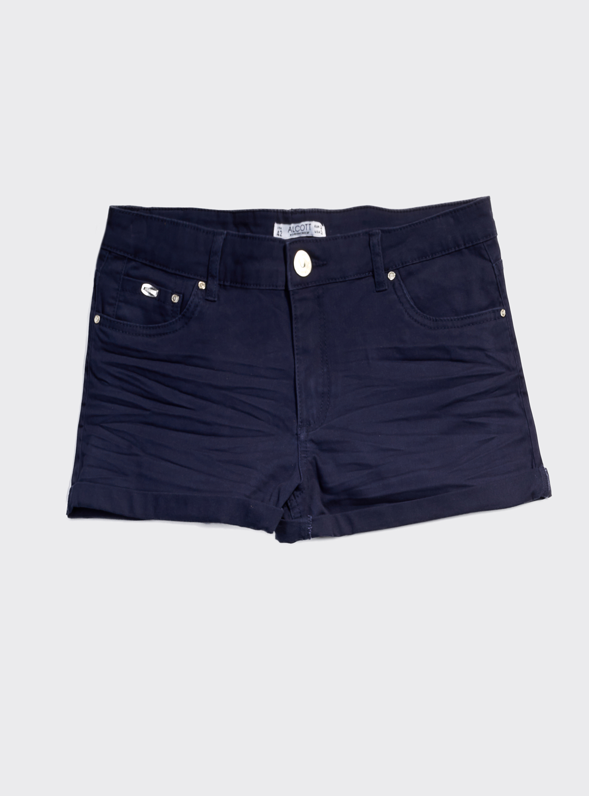 Shorts in twill con risvolto, C0223 BLUE
