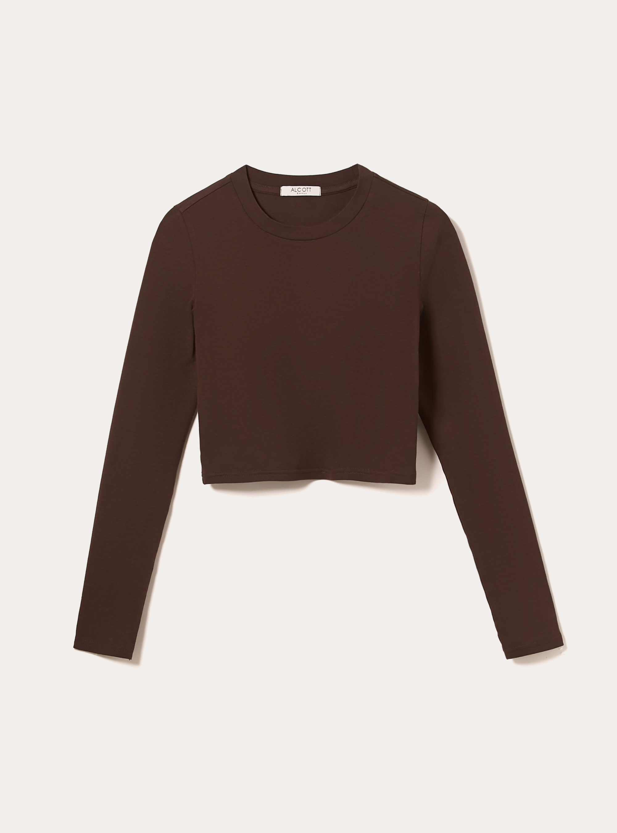 Cropped long-sleeved T-shirt, BR1 BROWN DARK