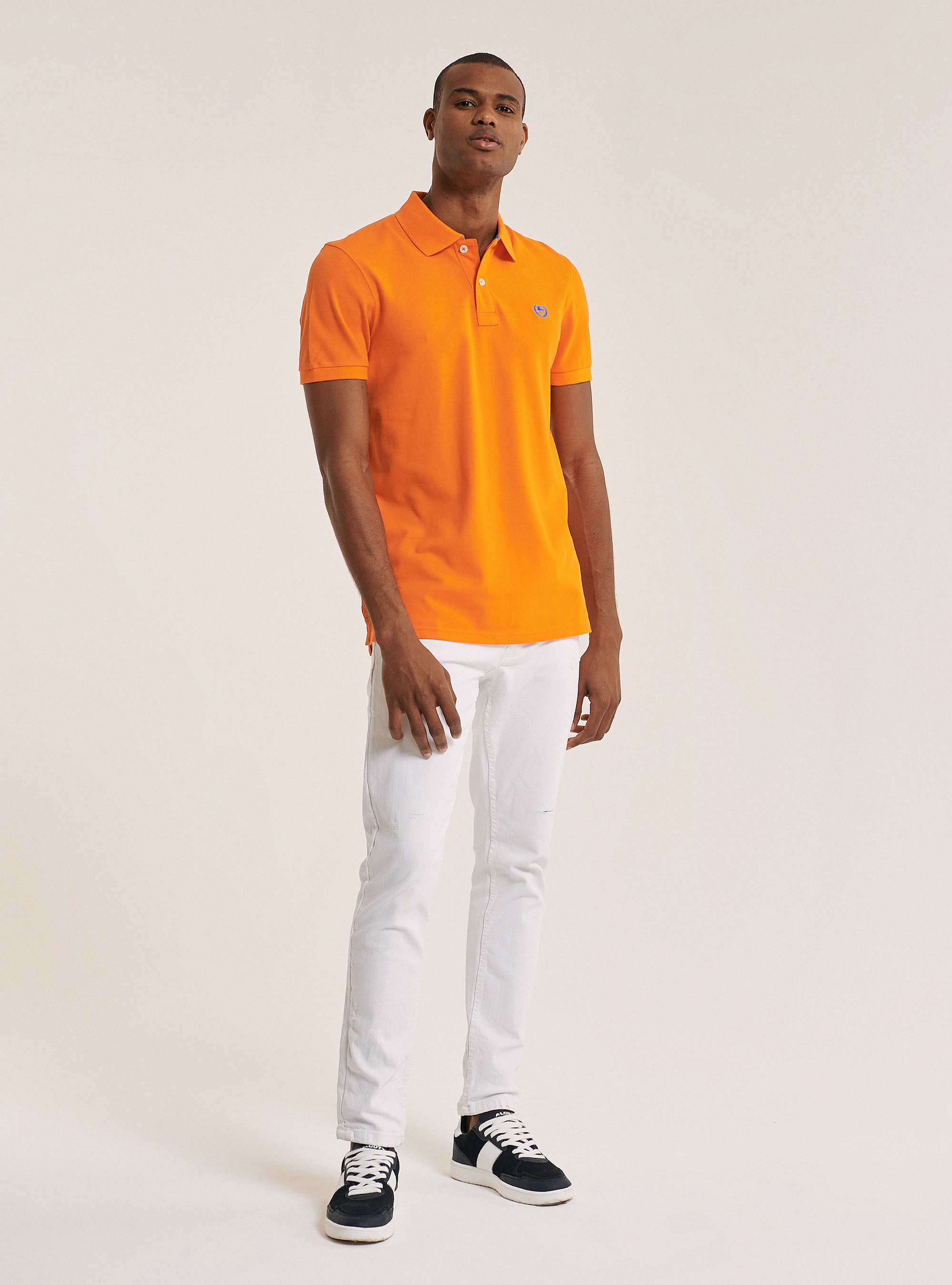 Polo en coton piqué avec logo, C378 ORANGE FLUO