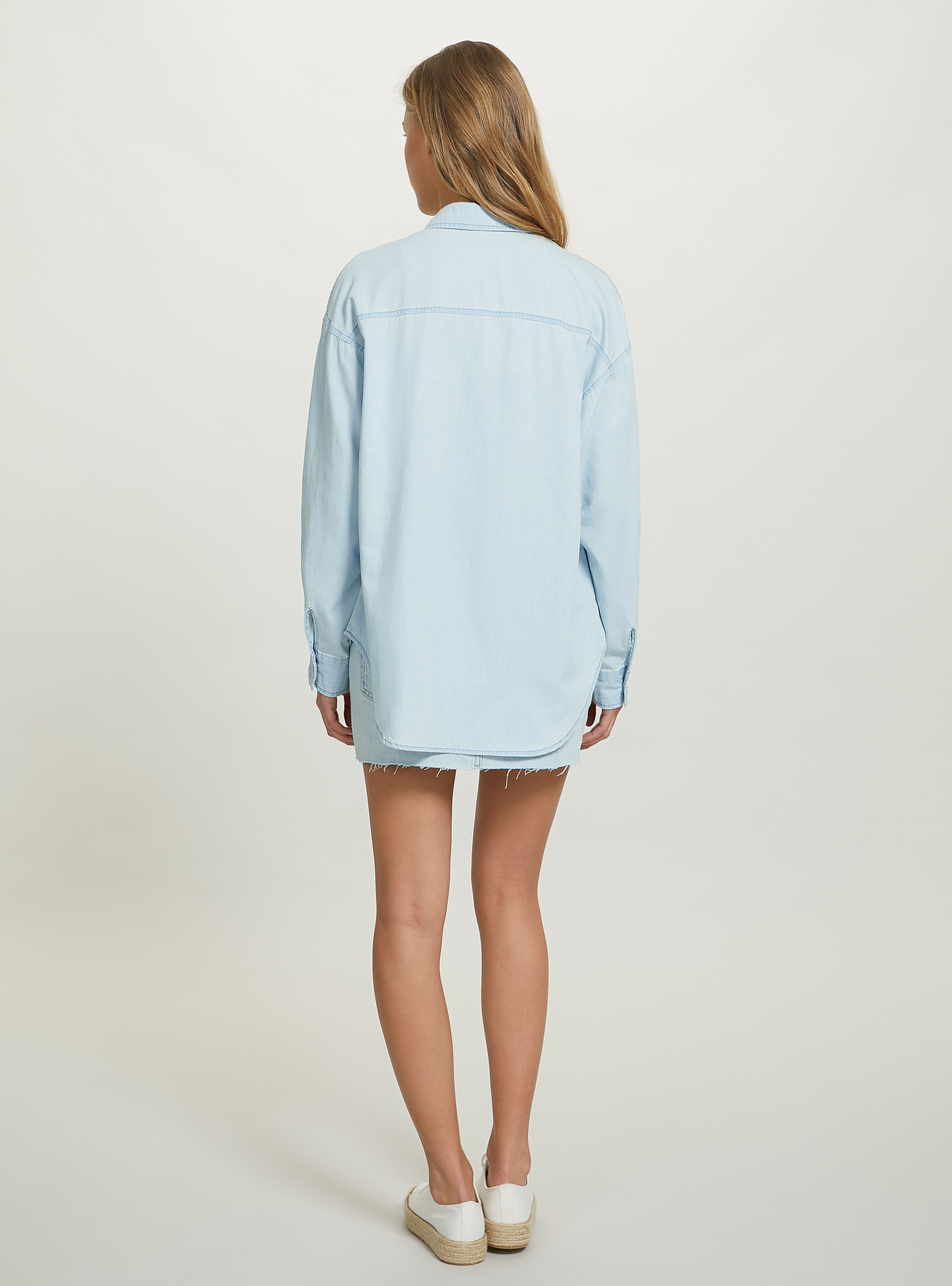 Camicia in denim oversize, D007 LIGHT AZURE