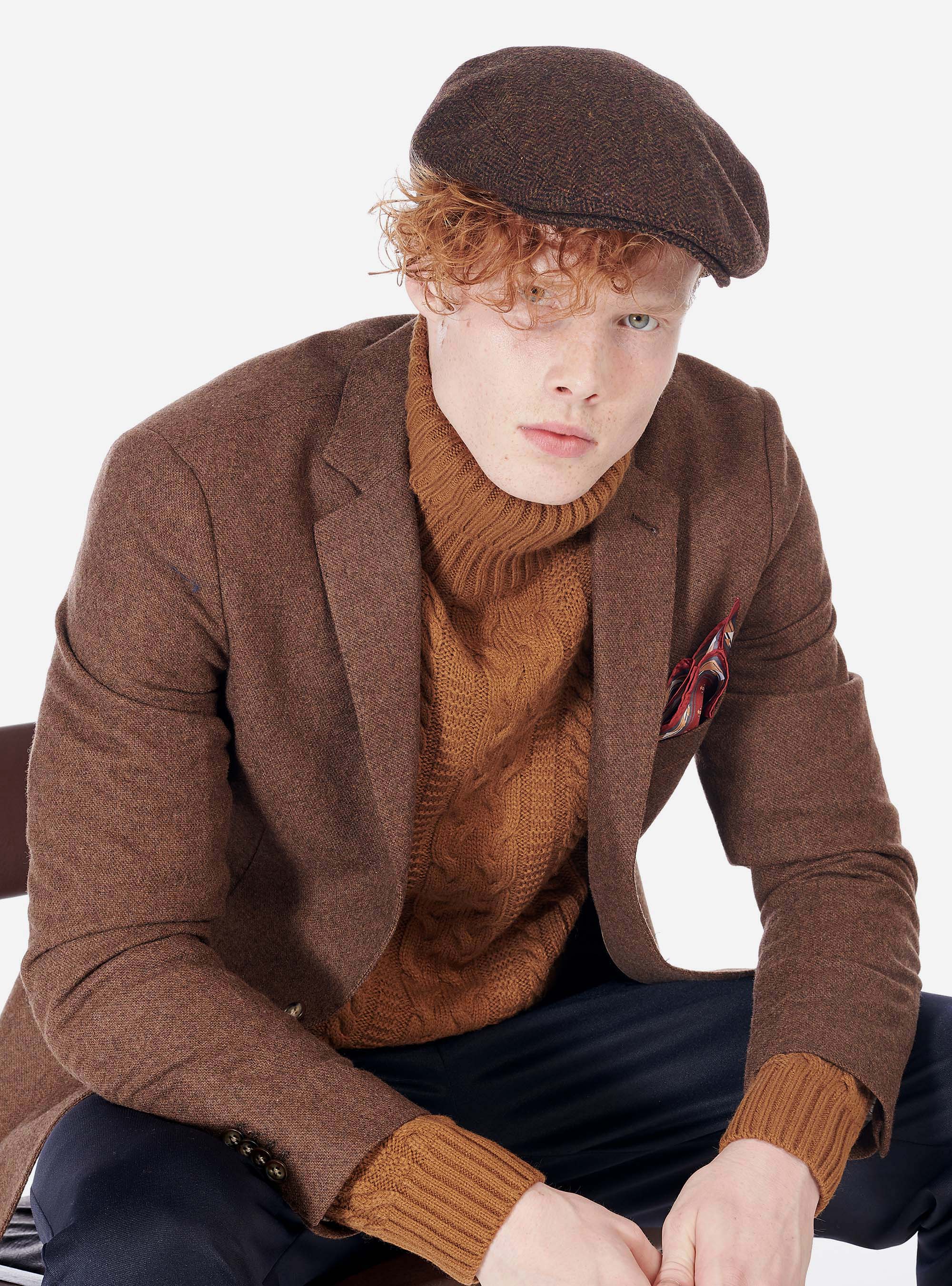 COPPOLA HATTERAS WOOL HERRINGBONE, BRICK