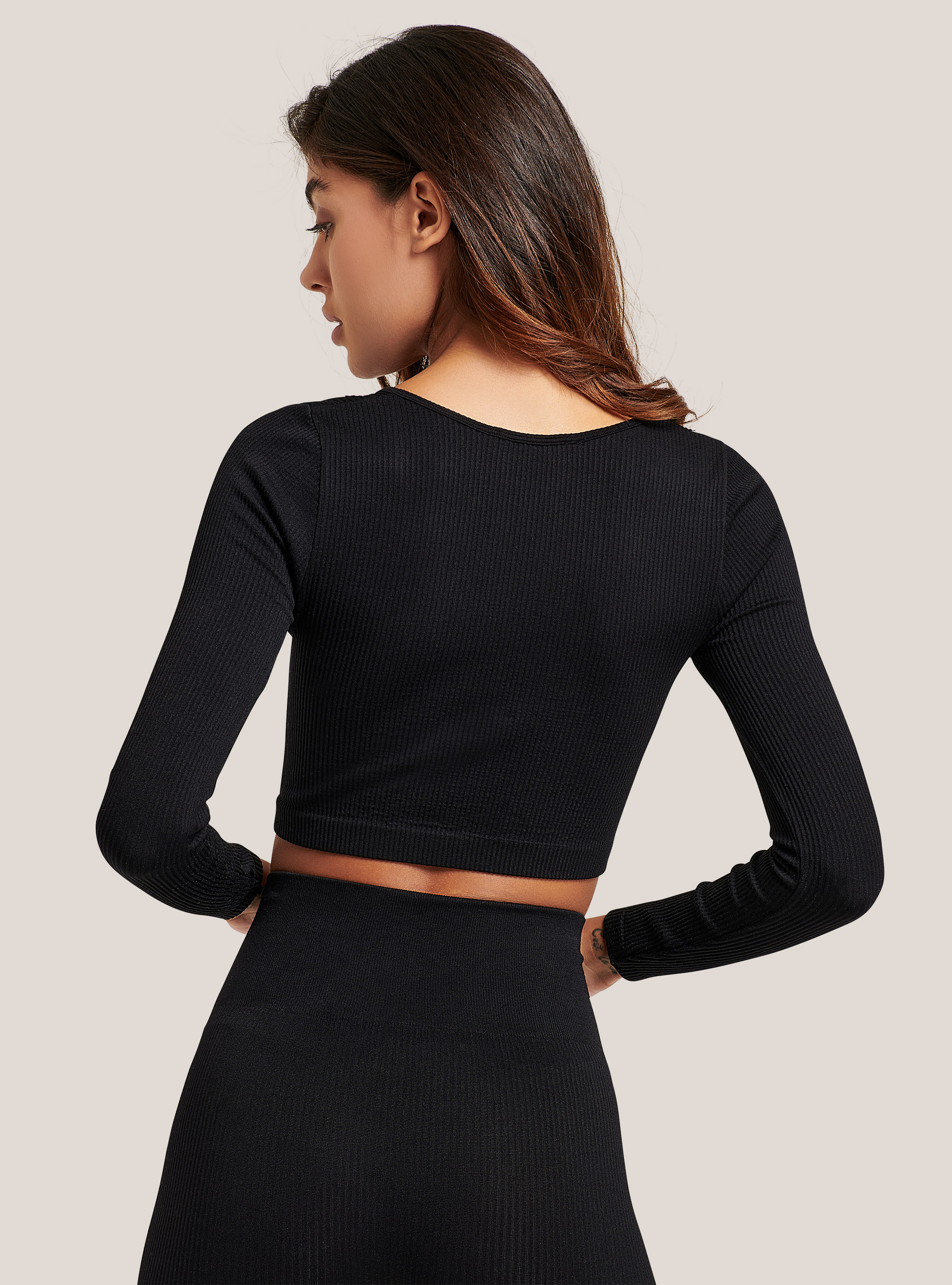 Top cropped seamless, NERO