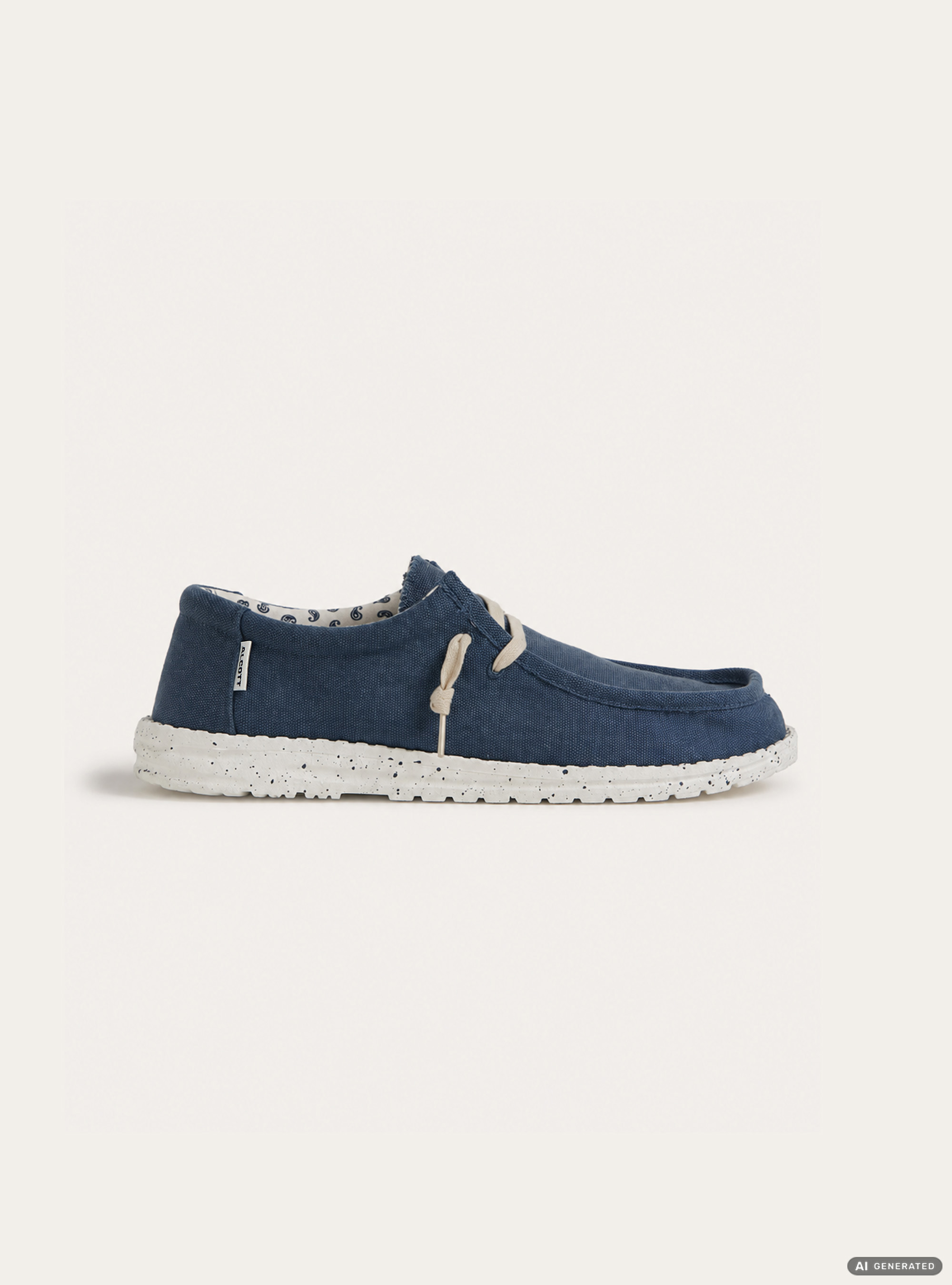 Zapatos Mocas&iacute;n de Lona con Cordones, NA2 NAVY MEDIUM