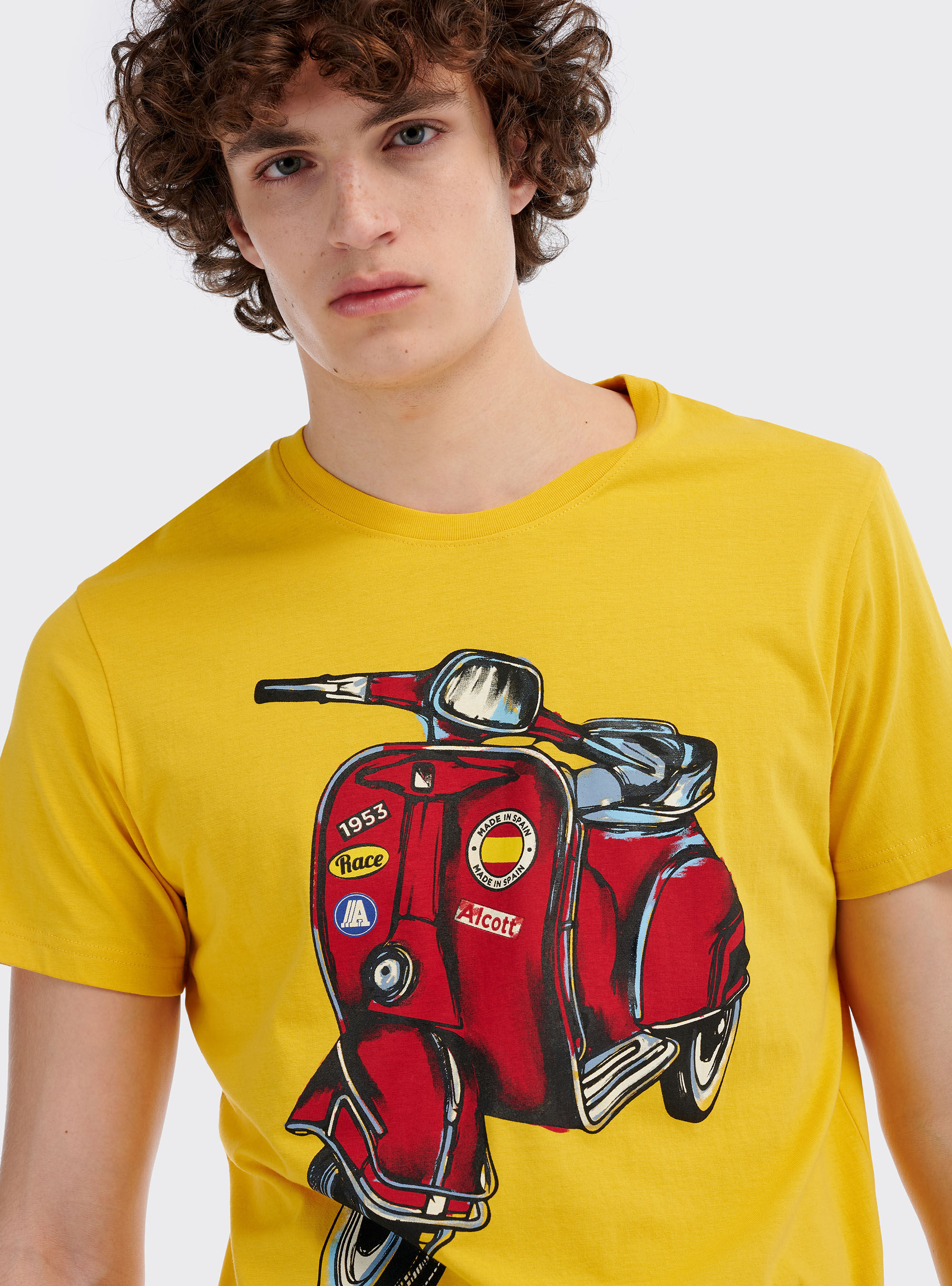 Maglietta con stampa vespa e logo Alcott, C7713 YELLOW