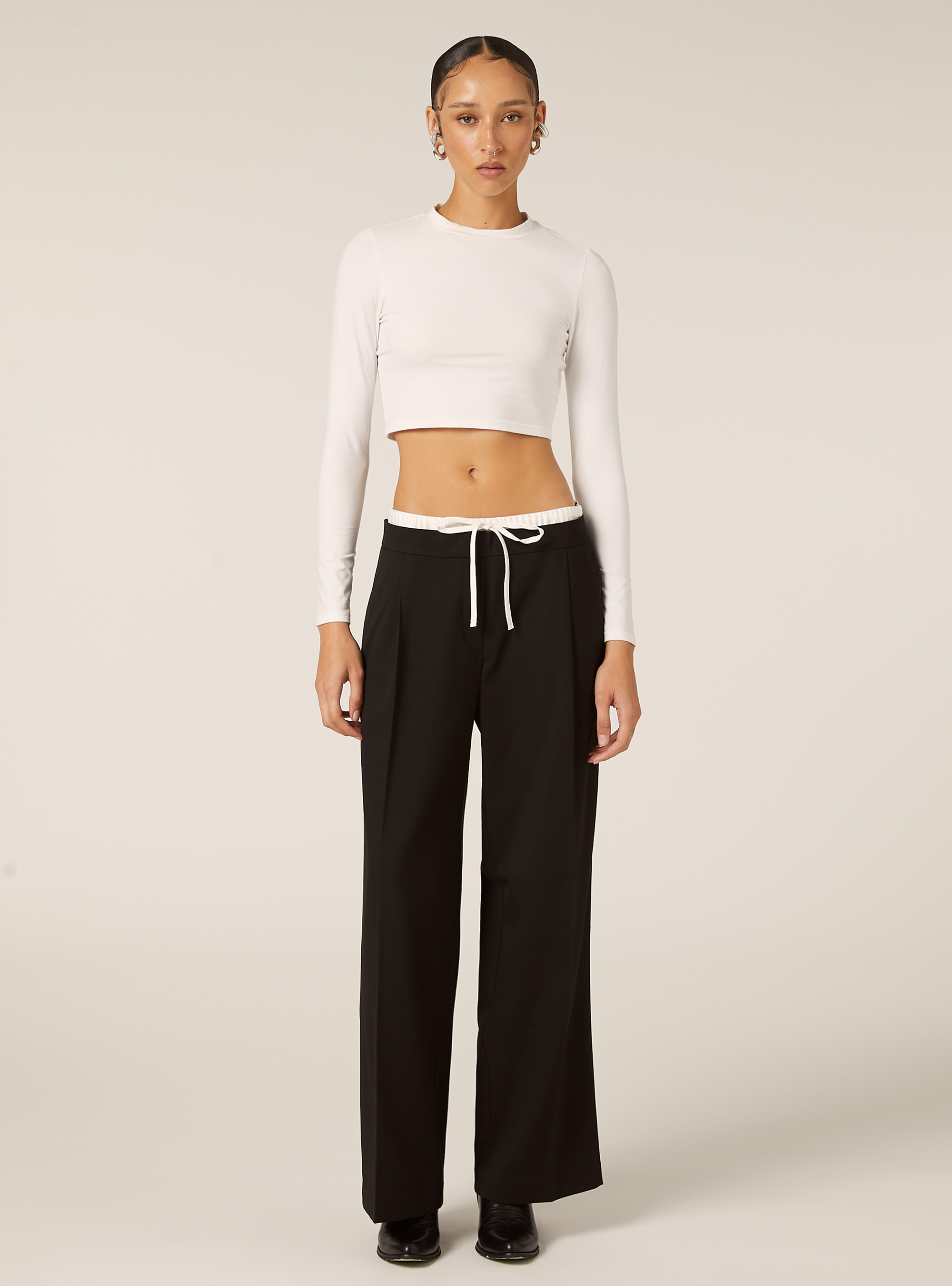 Pantaloni con doppia cinta, BK1 BLACK