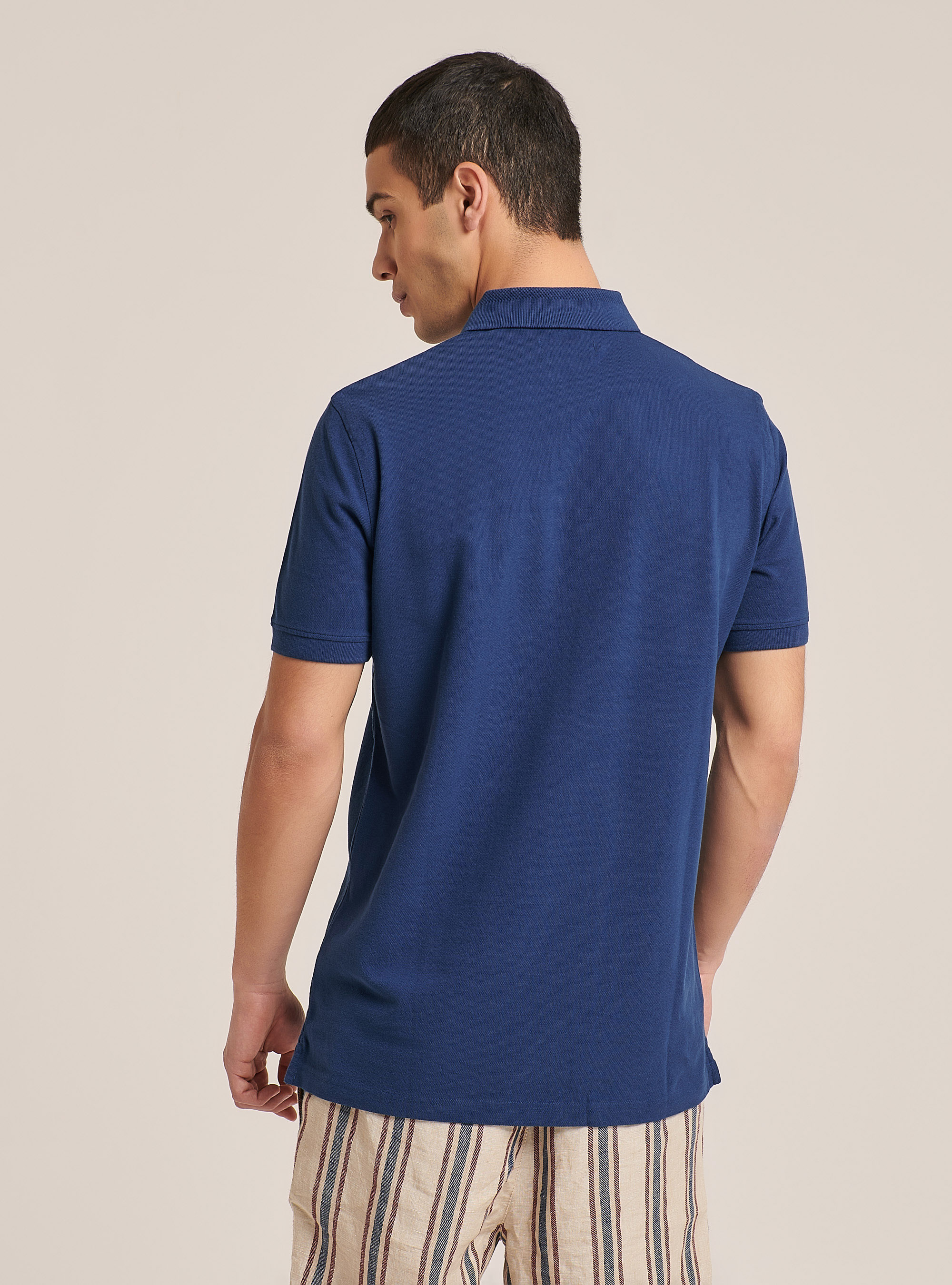 Basic cotton polo shirt, BLUE