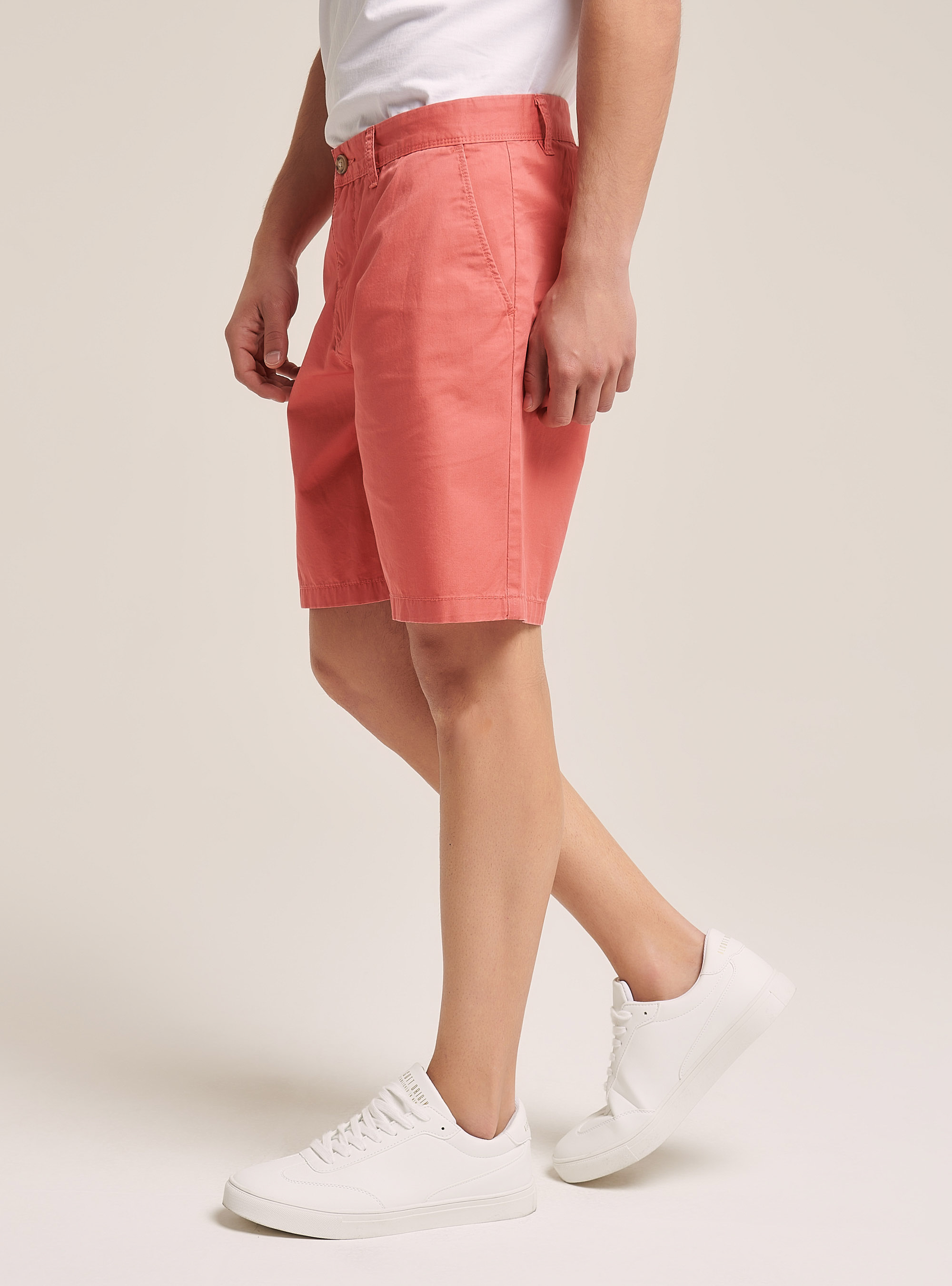 Bermudas básicas de sarga, C060 CORAL