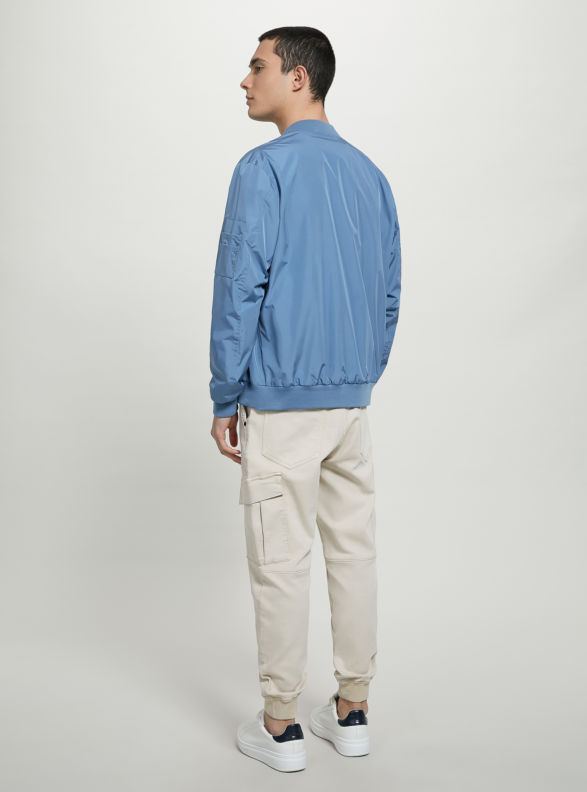 Windproof regular fit bomber jacket, AZ3 AZURRE LIGHT