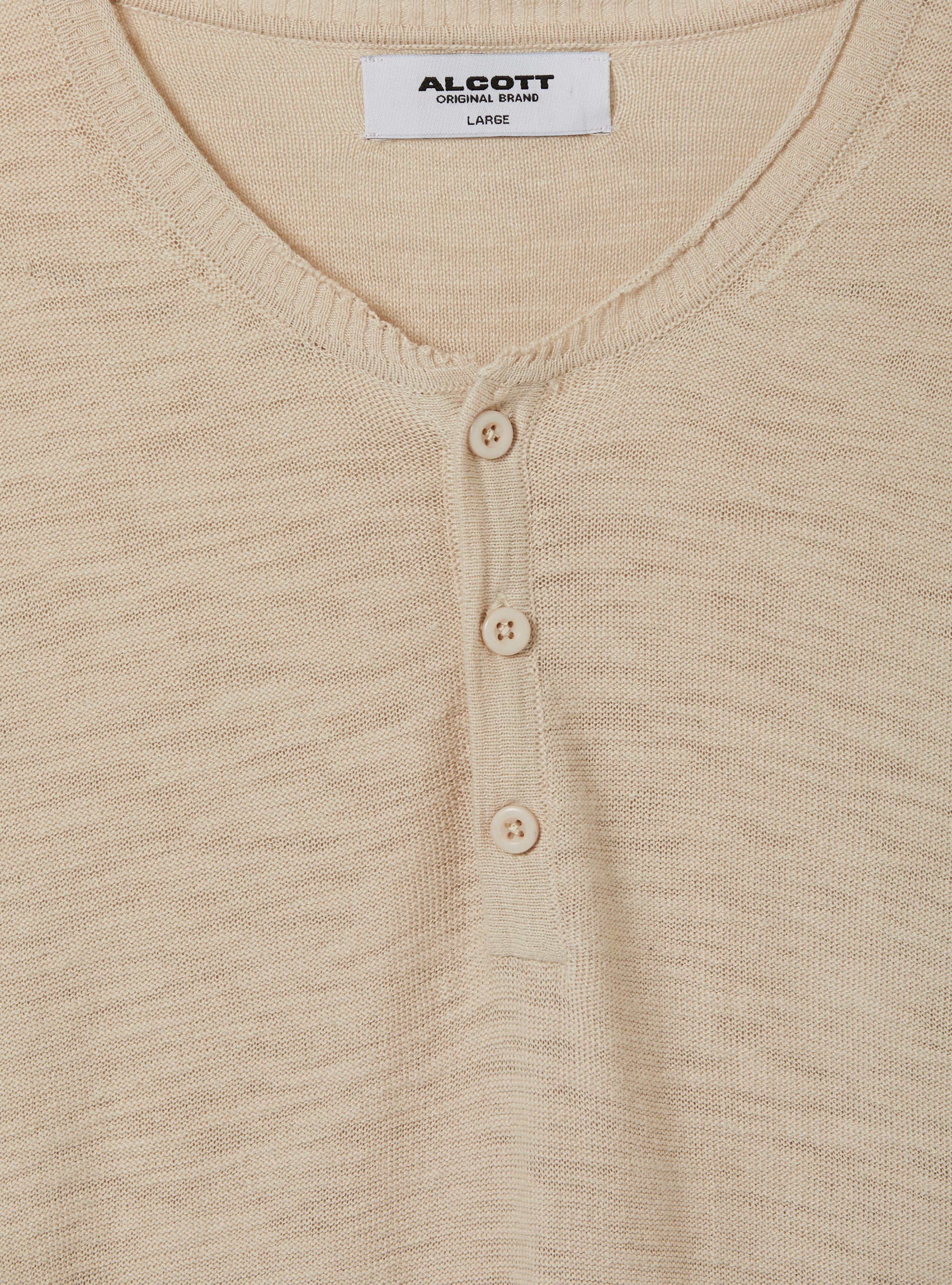 Short-sleeved serafino pullover, BG2 BEIGE MEDIUM
