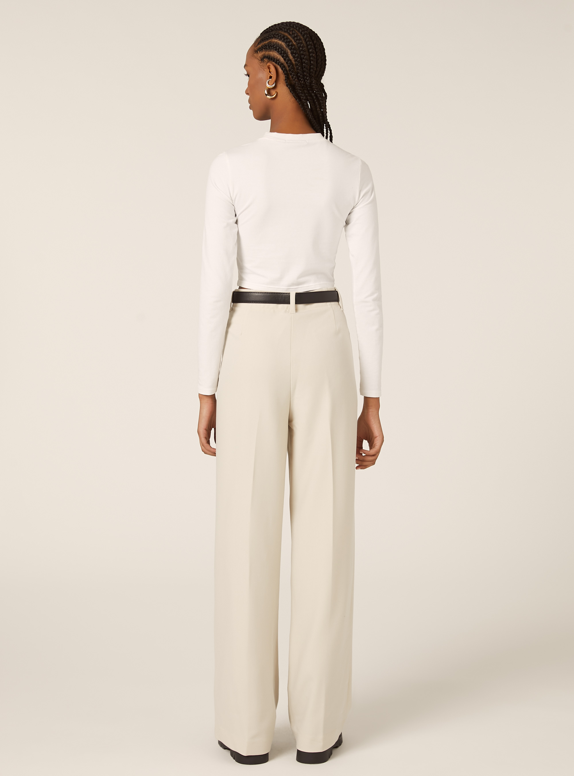 Tailored trousers with belt, BG3 BEIGE LIGHT