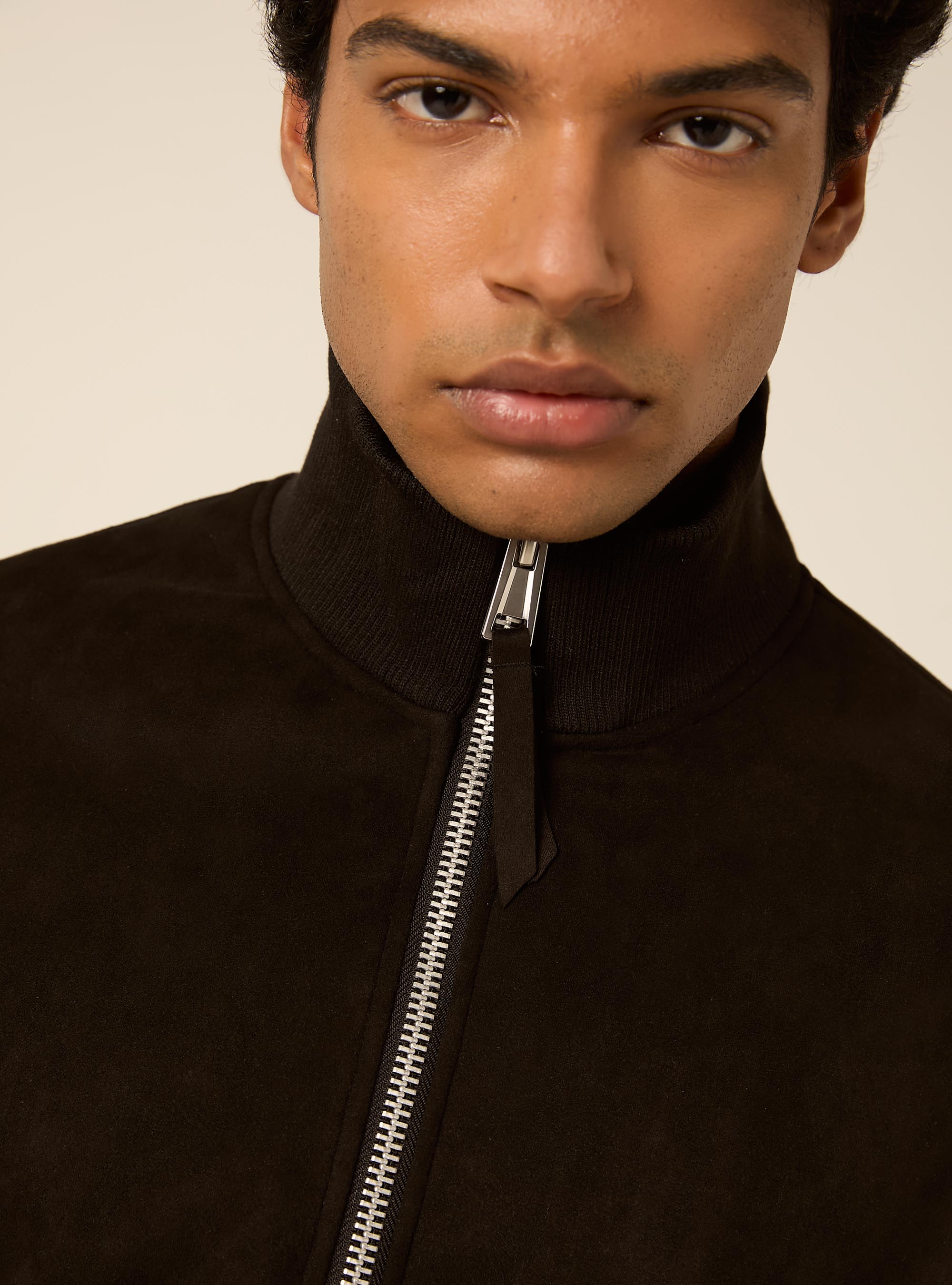 Giubbotto bomber effetto suede, BK1 BLACK