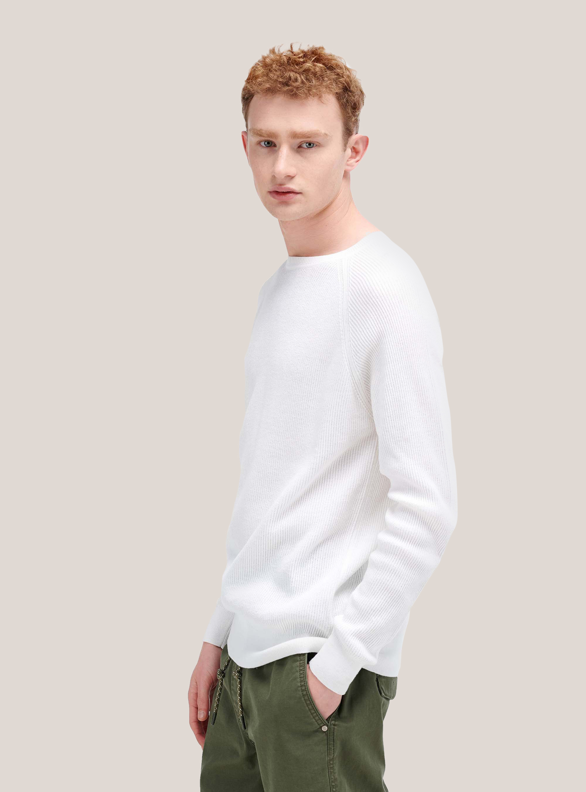 Pullover costa inglese, BIANCO