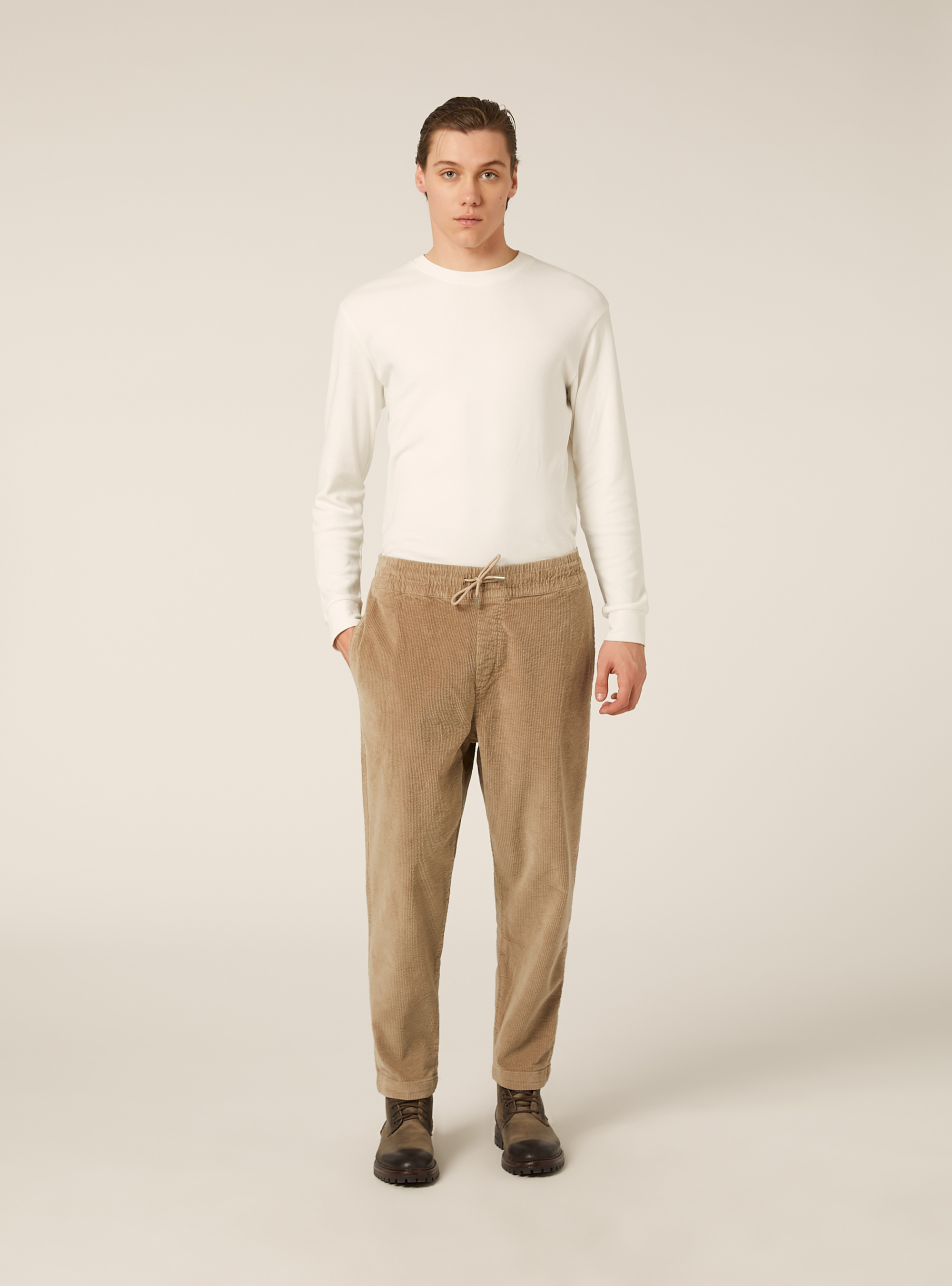 Pantalon jogger en velours cotel&eacute;, BG3 BEIGE LIGHT