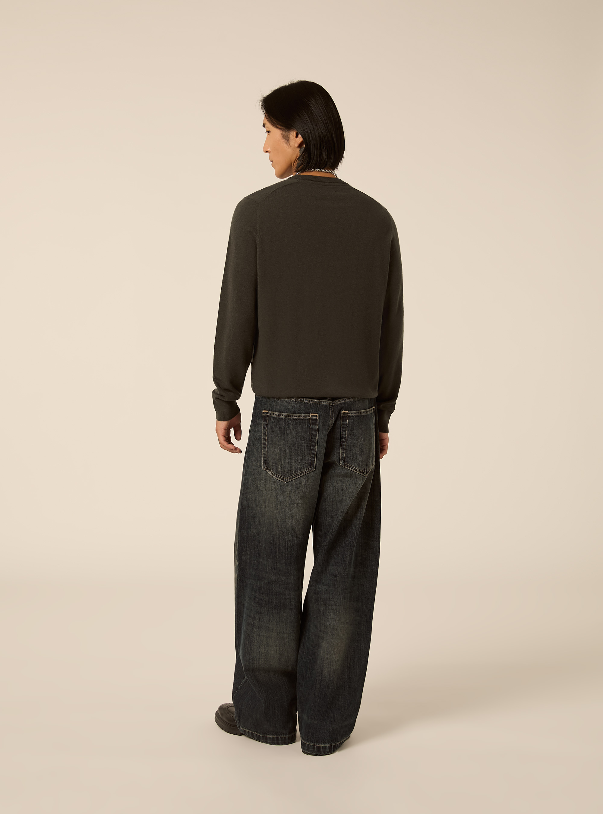 Wool and cashmere blend crewneck jumper, KY2 KAKY MEDIUM