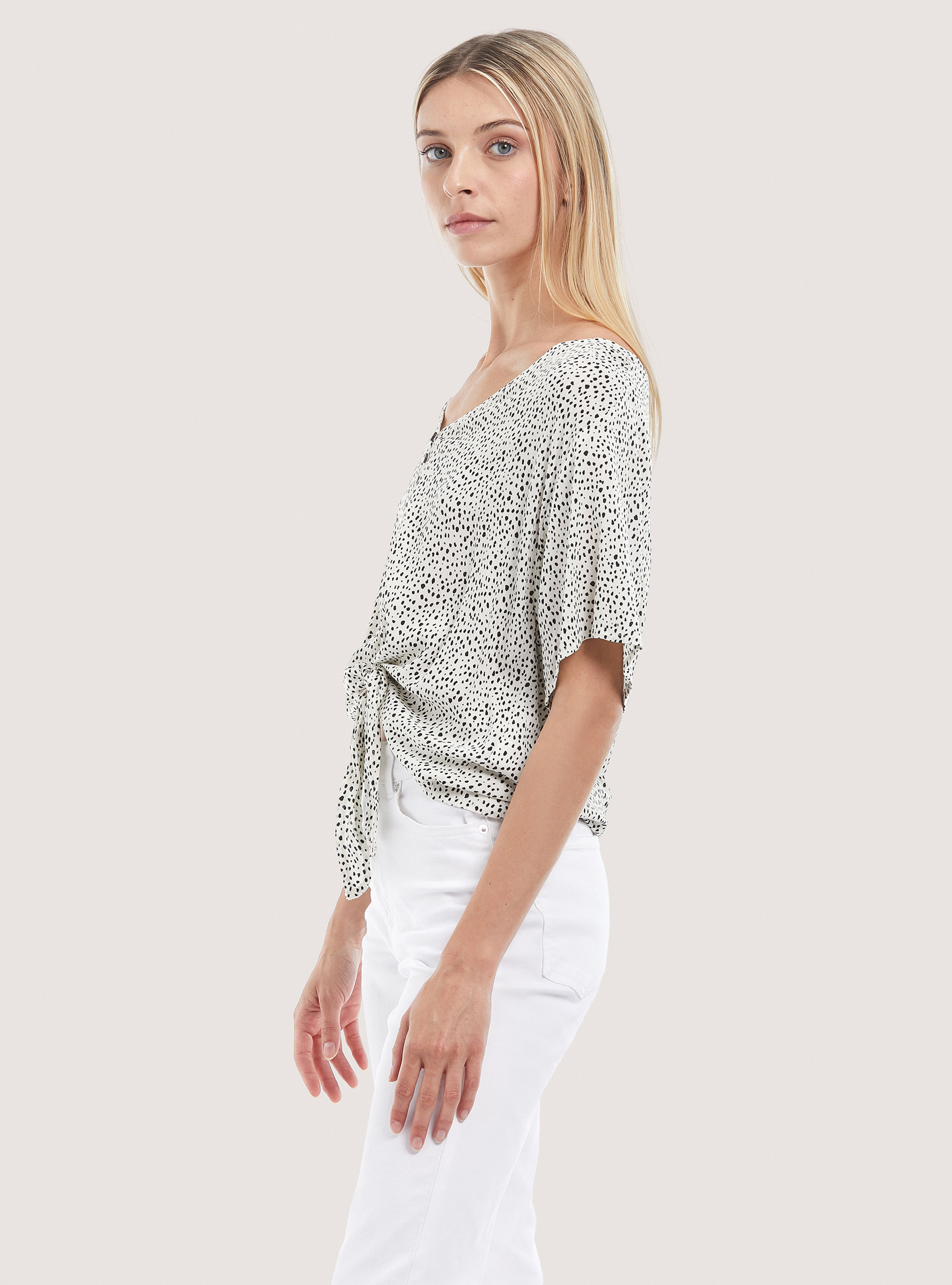 Printed knot blouse, MULTICOLOR