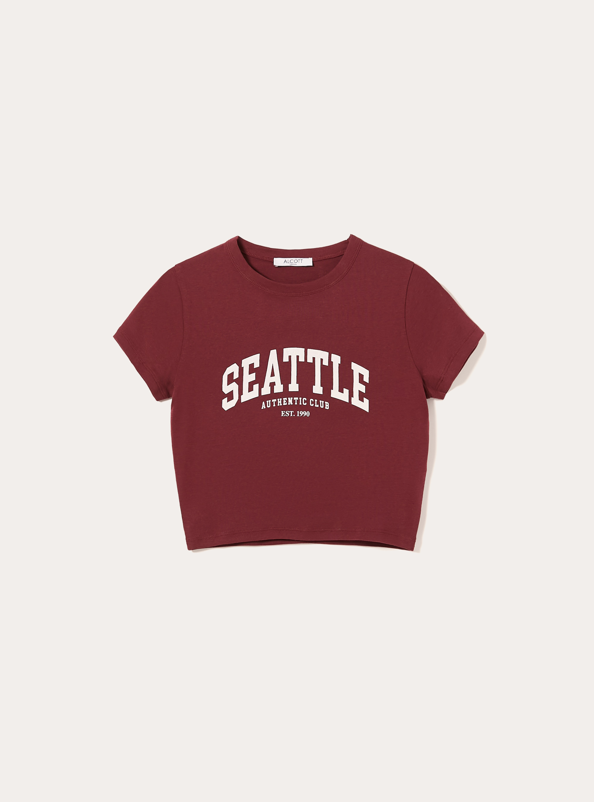 T-shirt court avec imprim&eacute; coll&egrave;ge, BO1 BORDEAUX DARK