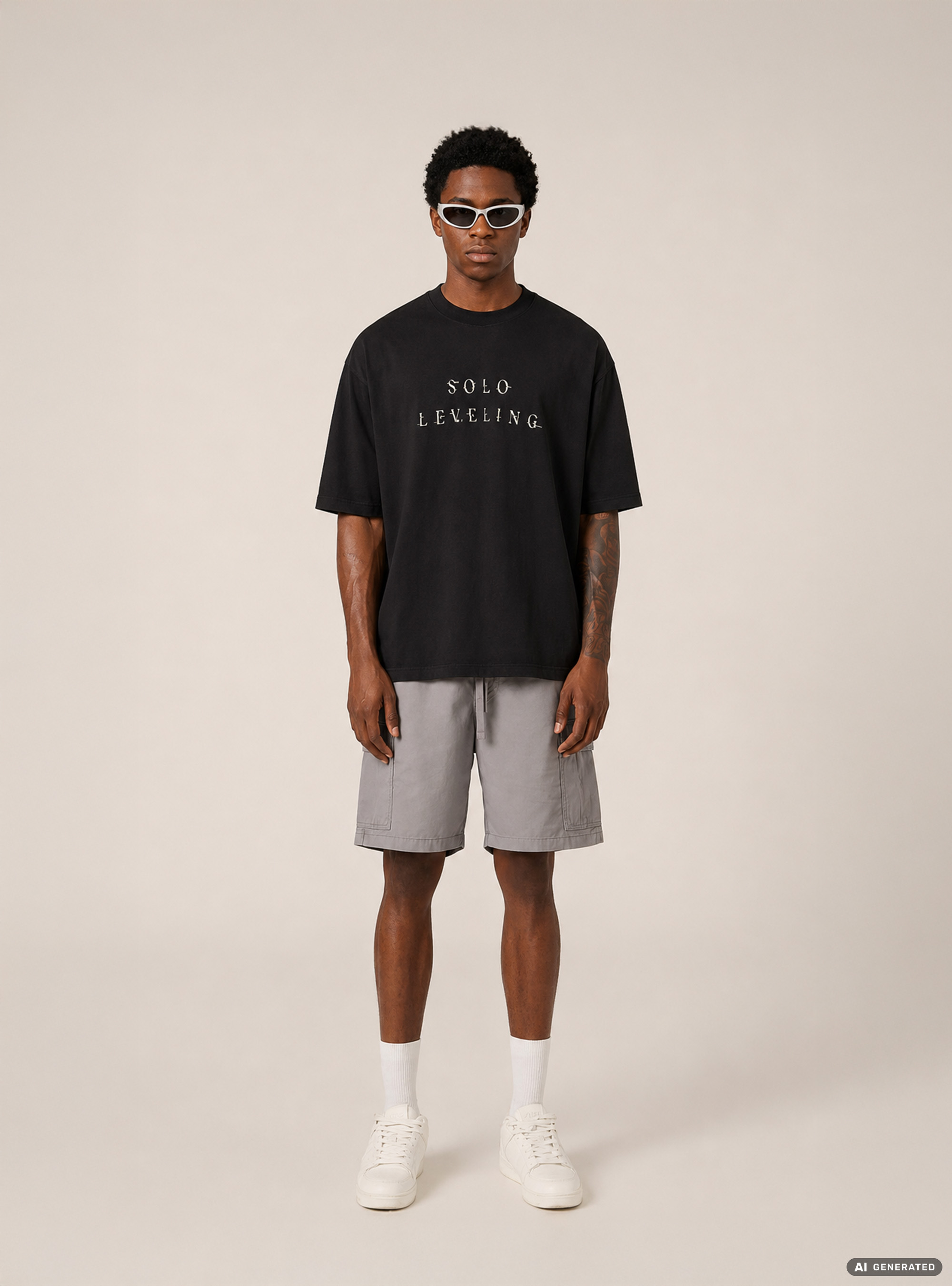Licenza solo leveling t-shirt  boxy fit, BK1 BLACK