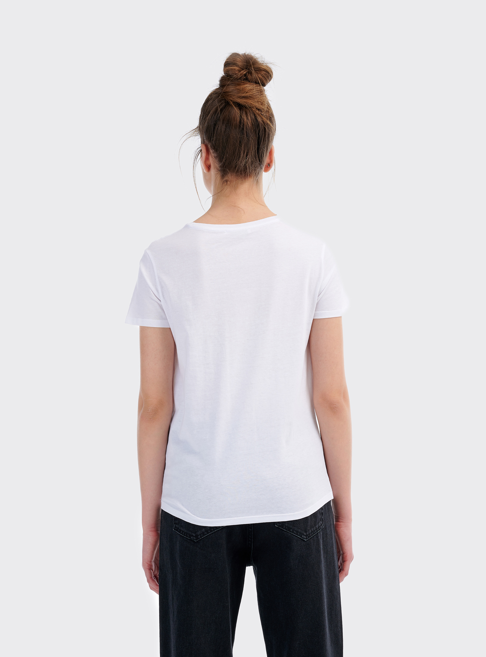 Maglietta con stampa lettering animalier, BIANCO