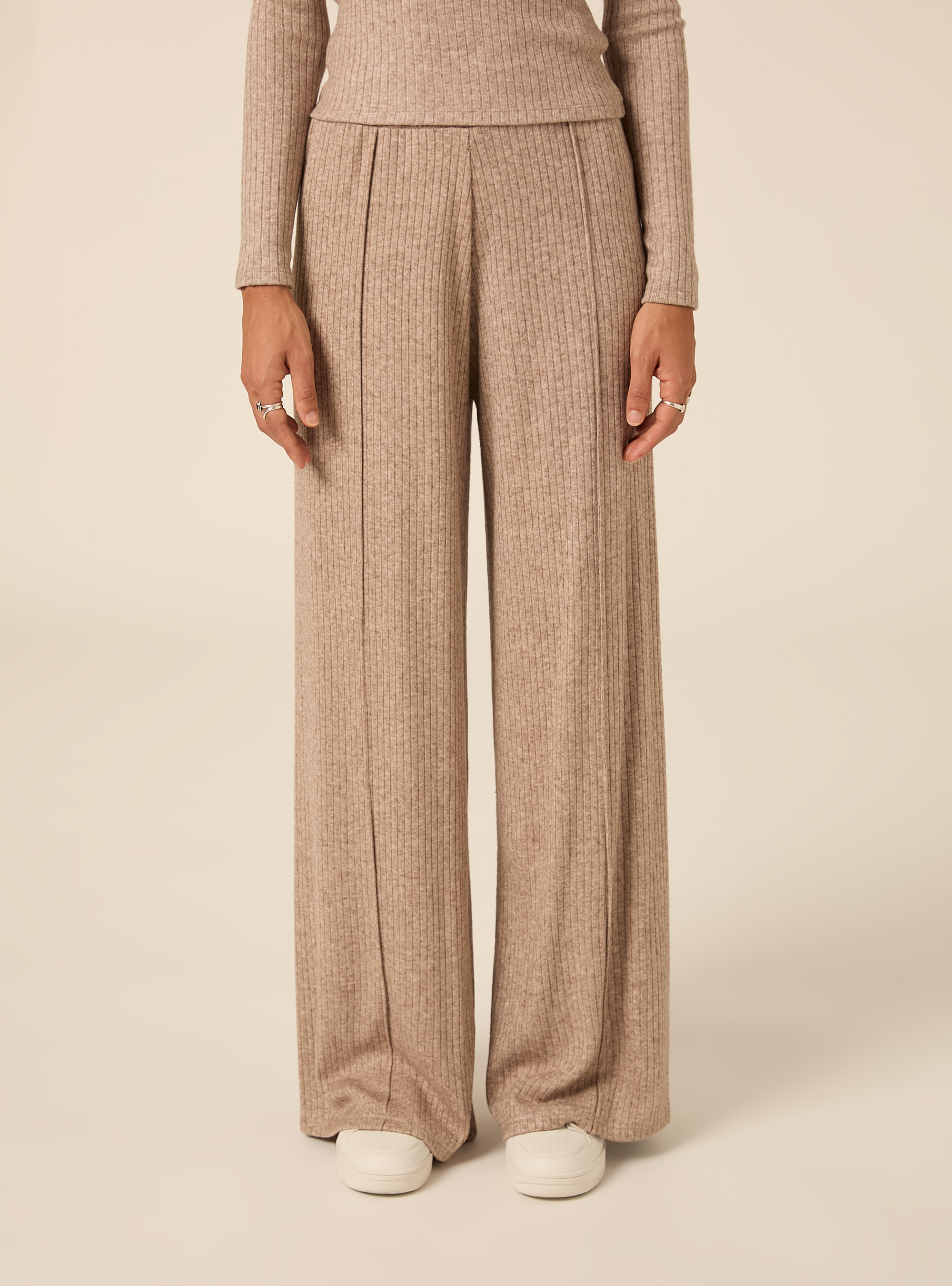 Pantaloni ampi a coste, MBG2 BEIGE MEL MED