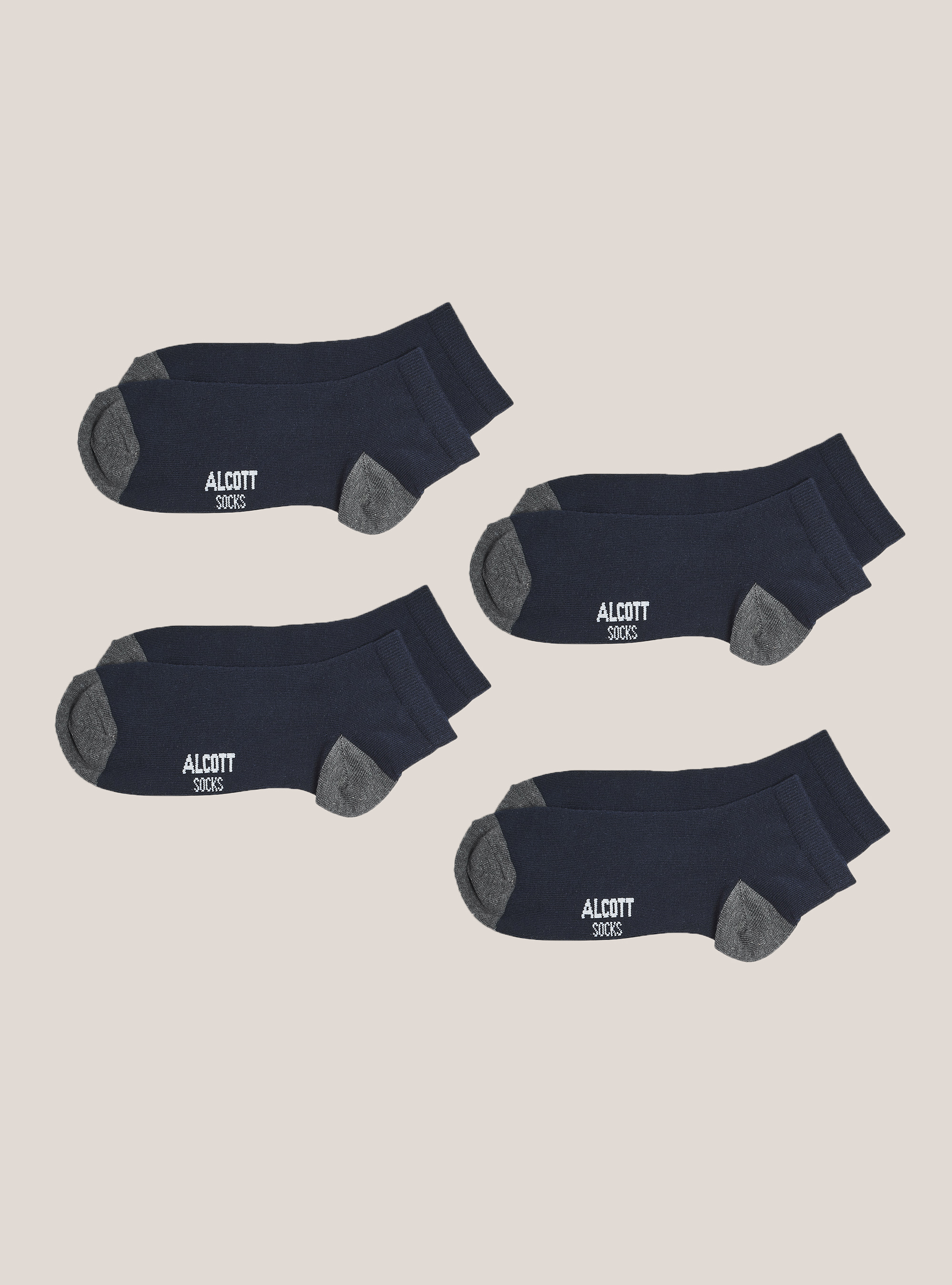 Set of 4 pairs of socks with contrasting details, NA1 NAVY DARK