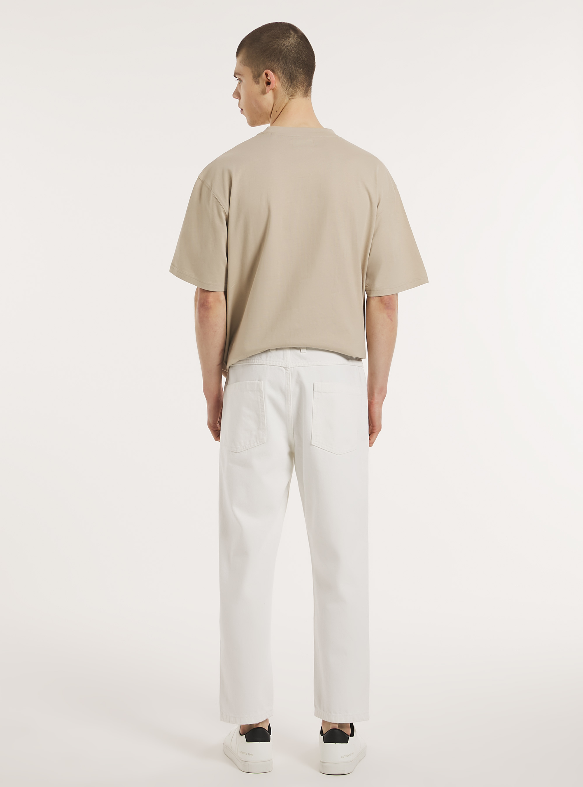 Relaxed fit twill trousers, WH1 OFF WHITE