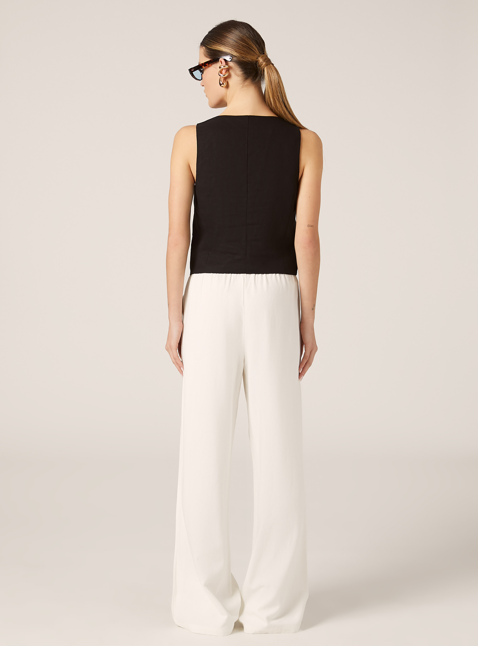 Gilet in misto lino, BK1 BLACK