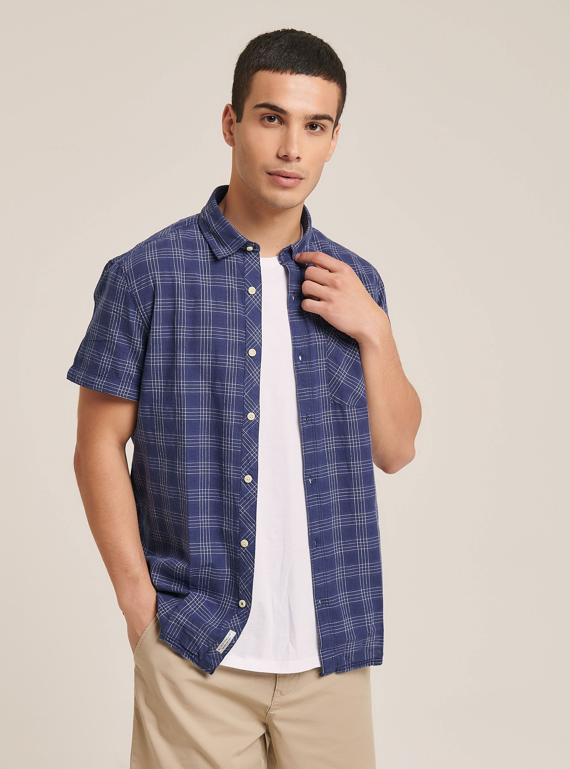 Shirt with short sleeves, BLUE