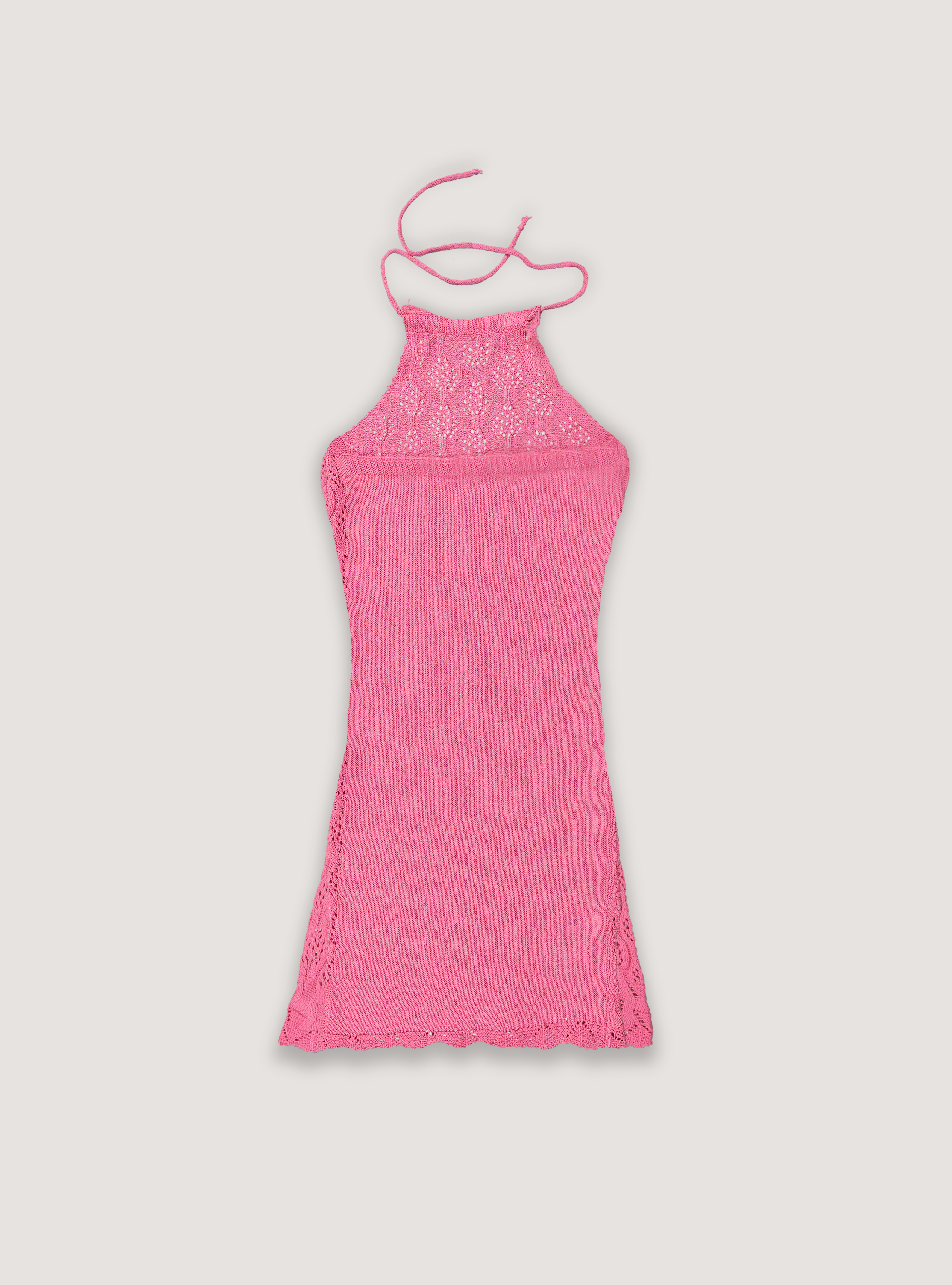 Abito in maglia crochet con scollo halter, FX1 DARK FUXIA