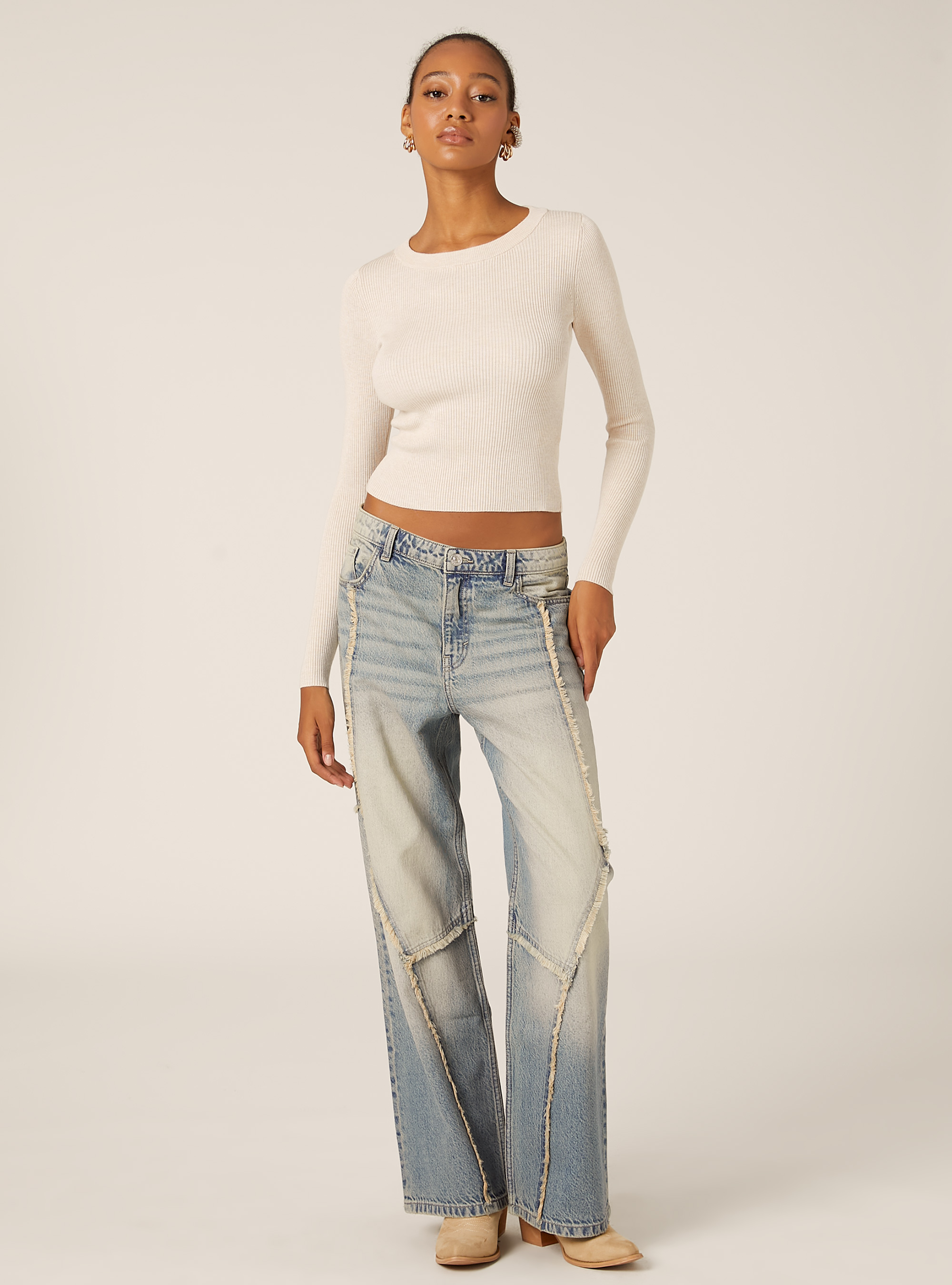 Lightweight ribbed knit, CR2 CREAM MEDIUM