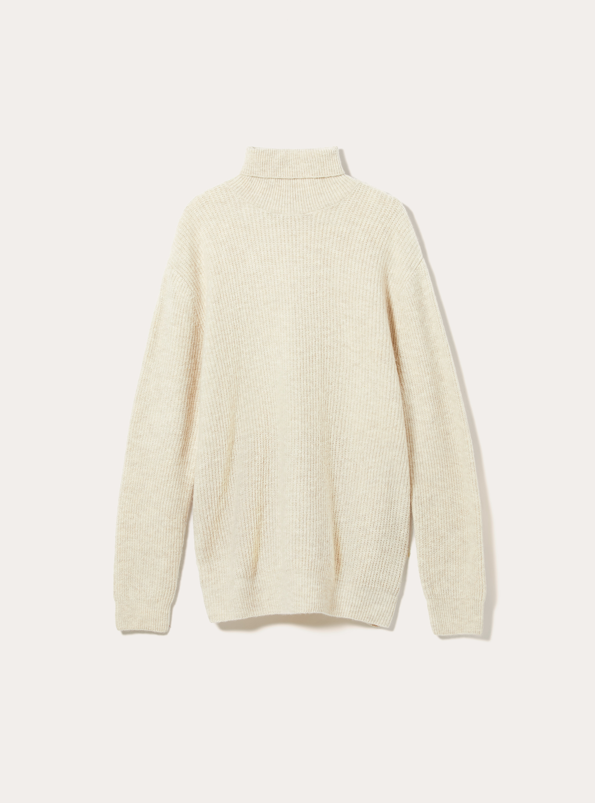 Maglia collo alto costa inglese, MBG3 BEIGE MEL LIGHT