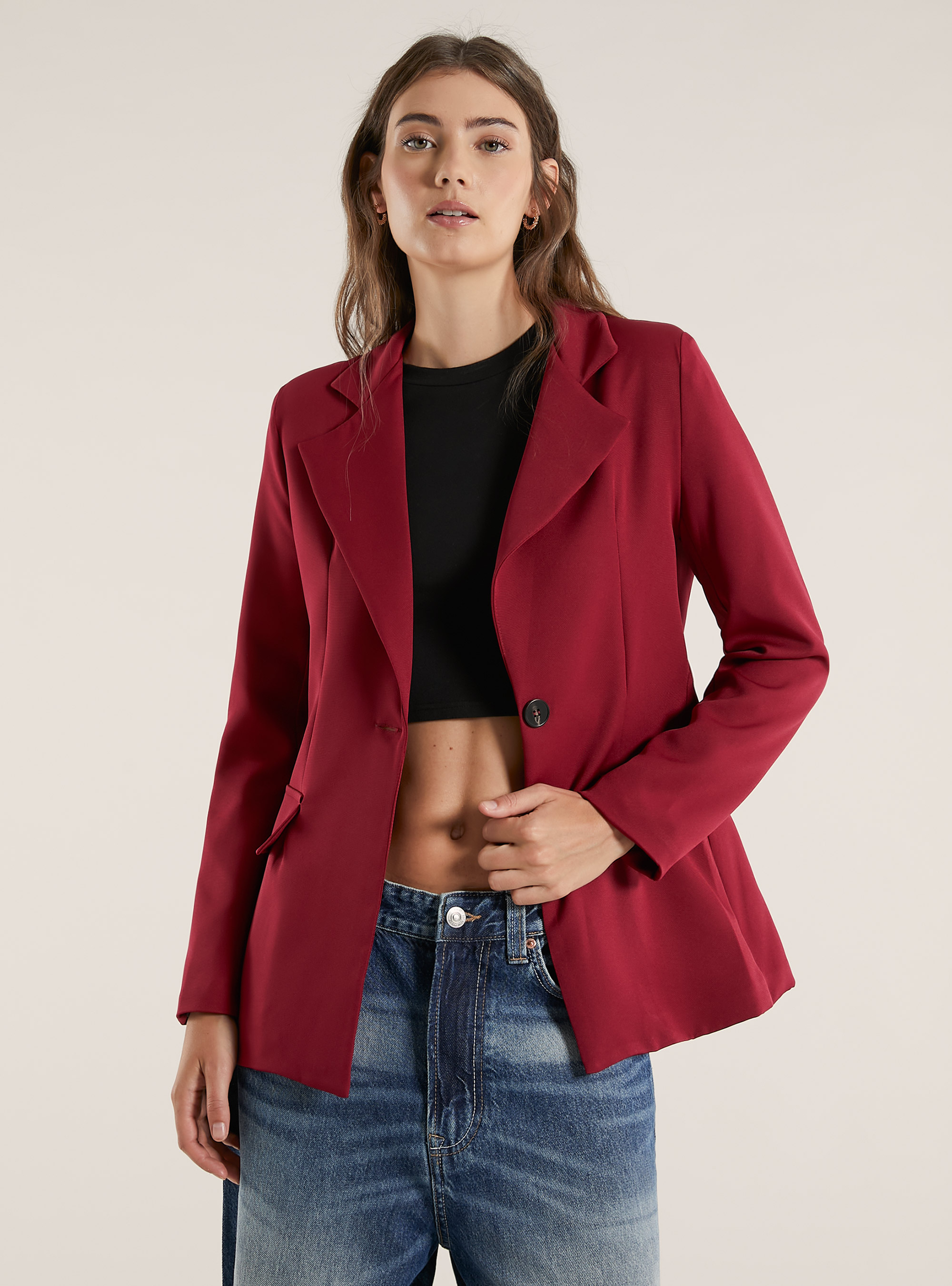 Single-breasted blazer, BO1 BORDEAUX DARK