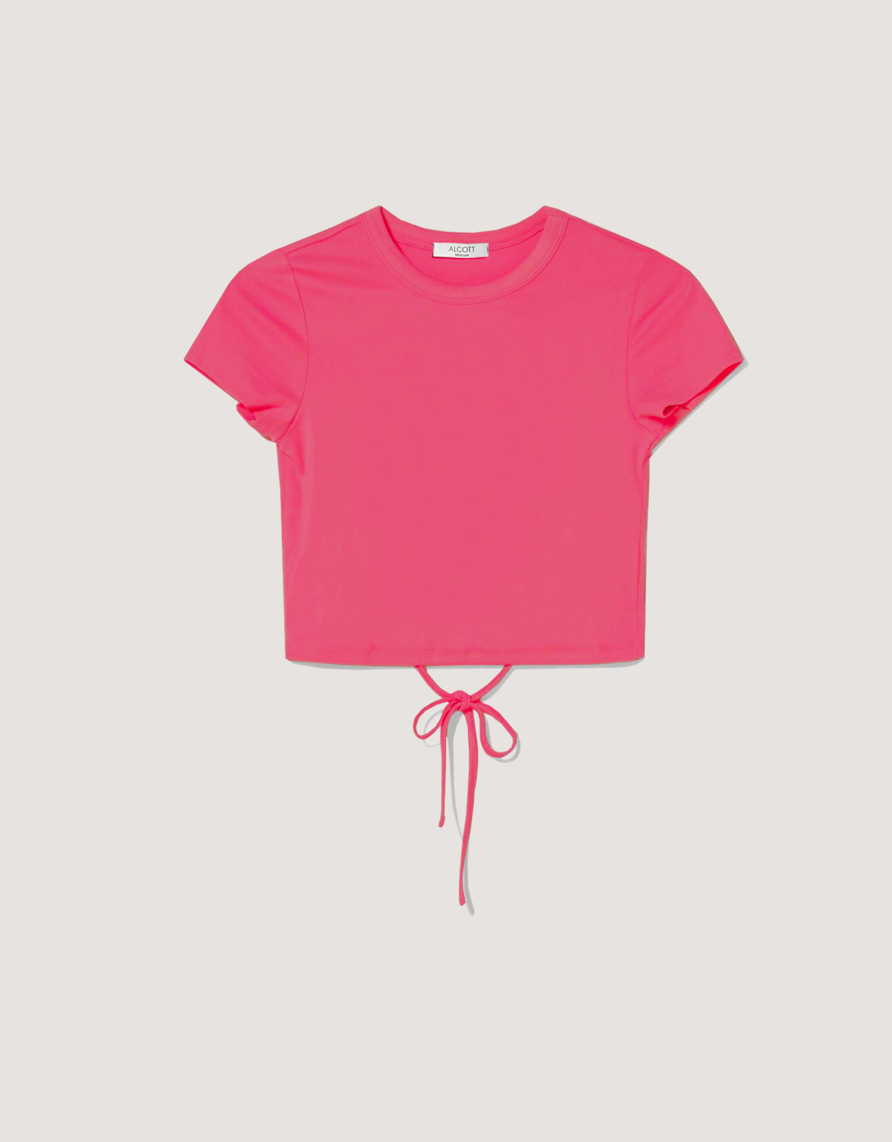 Cropped lace up t-shirt, FX2 MEDIUM FUXIA