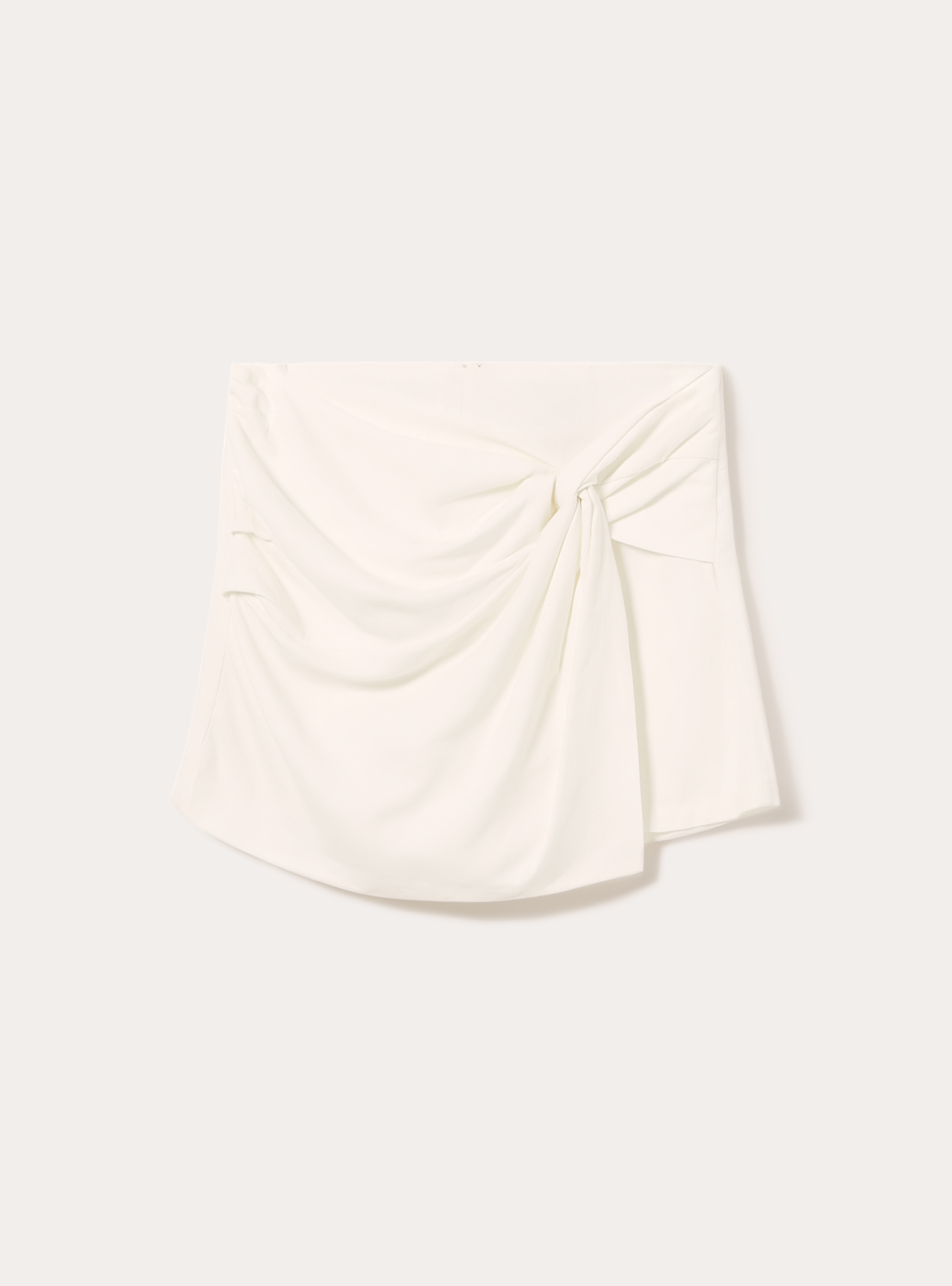 Falda pantal&oacute;n en mezcla de lino con nudo, WH2 WHITE