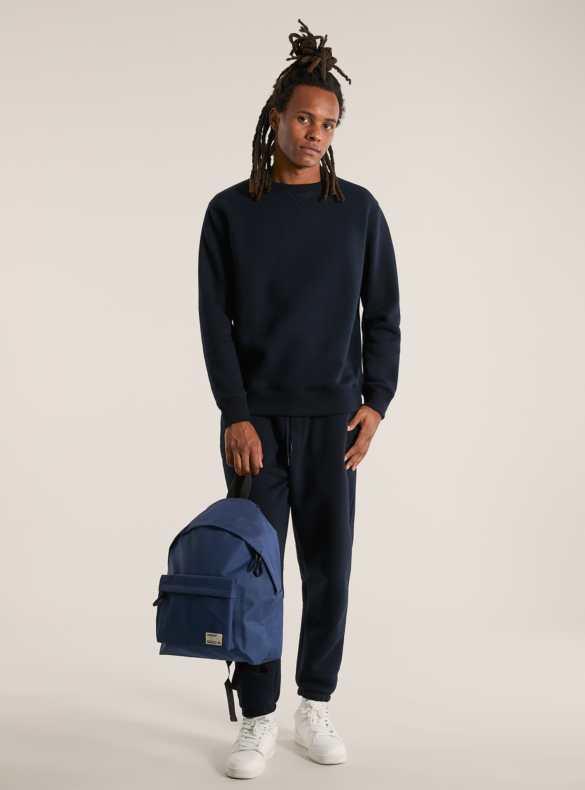 Sudadera de cuello redondo de color liso, NA1 NAVY DARK