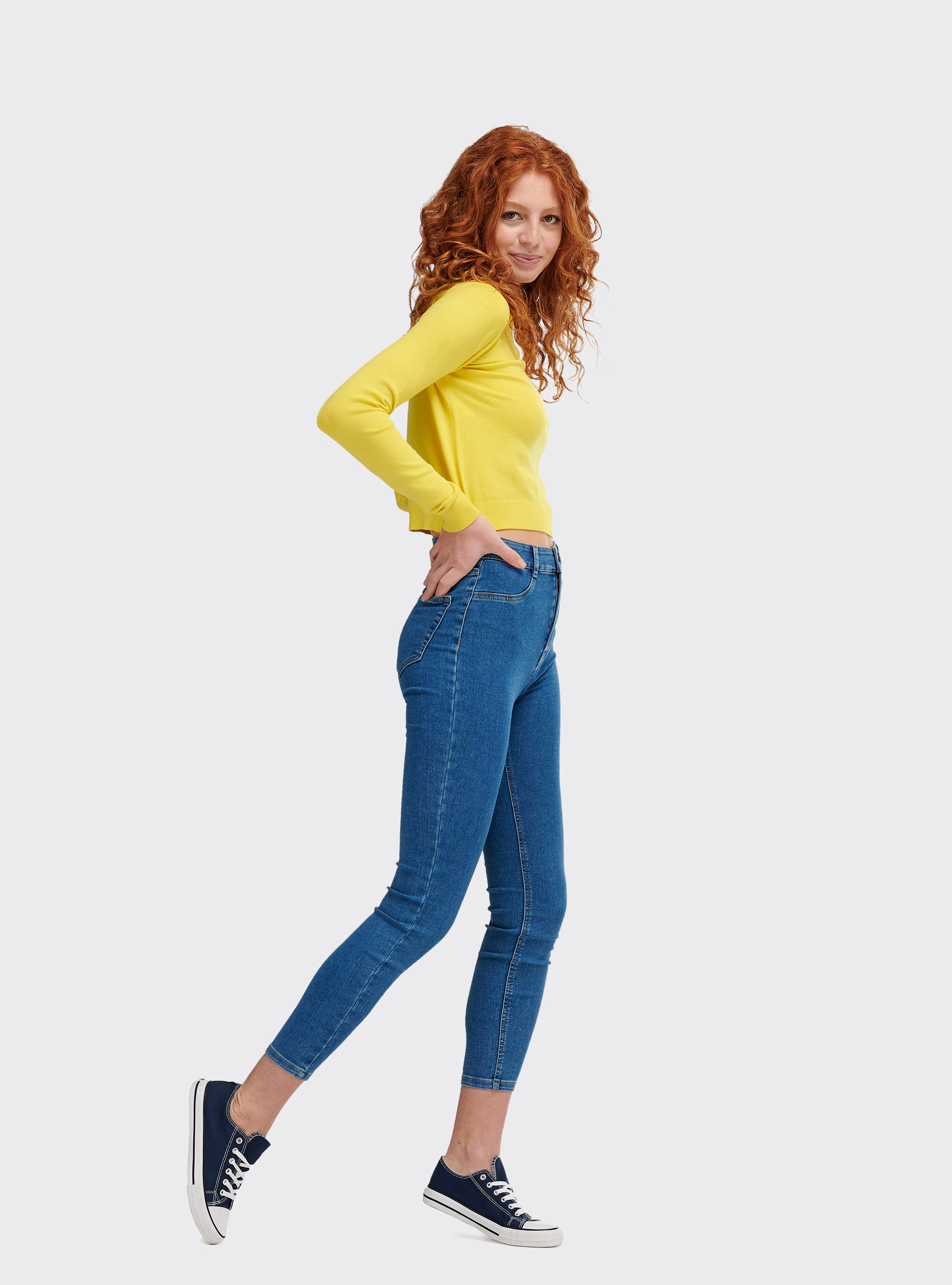 Pullover basic cropped comfort fit, C785 YELLOW
