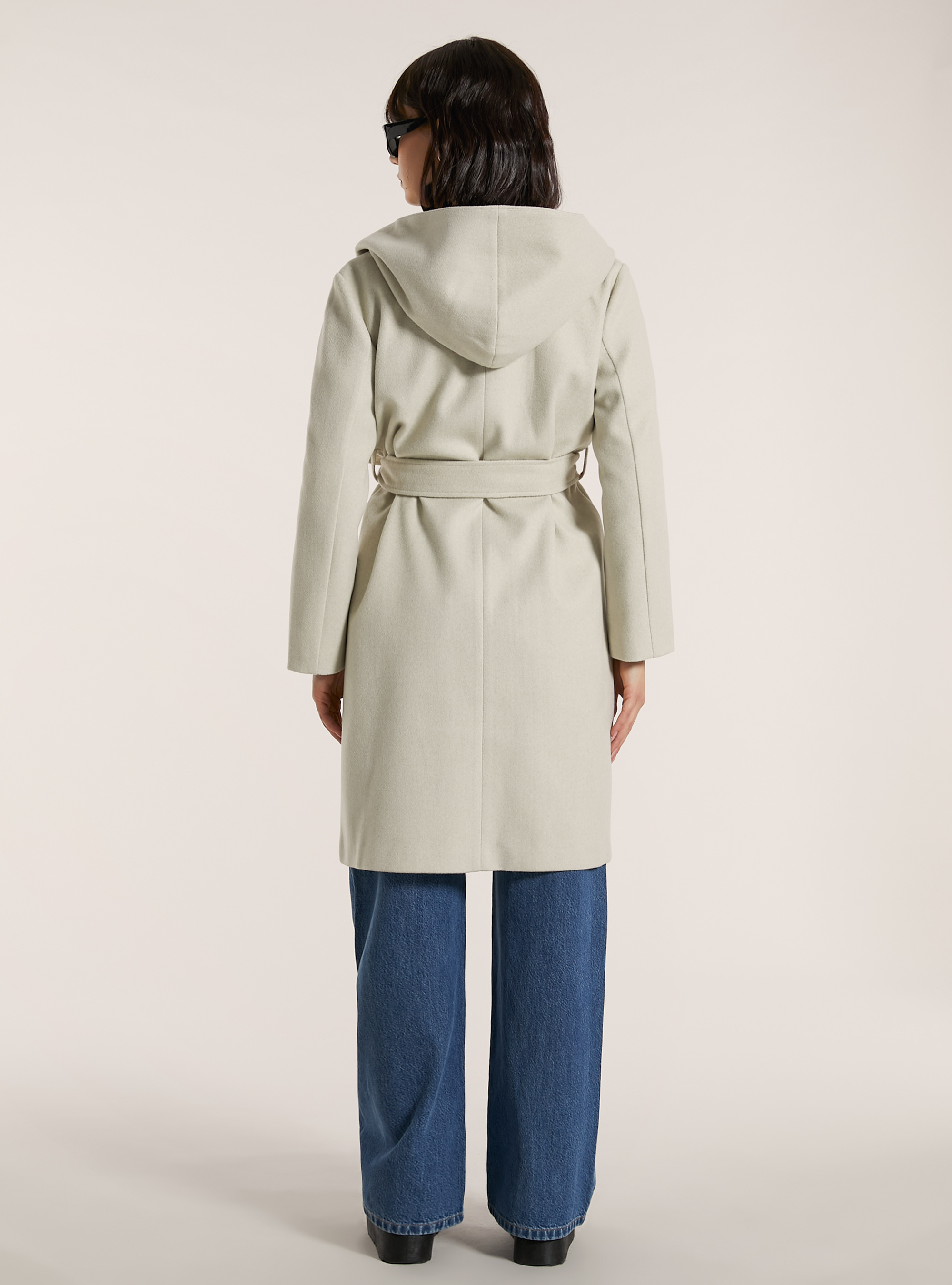 Coat with hood and belt, MWH2 OFF WHITE MEL