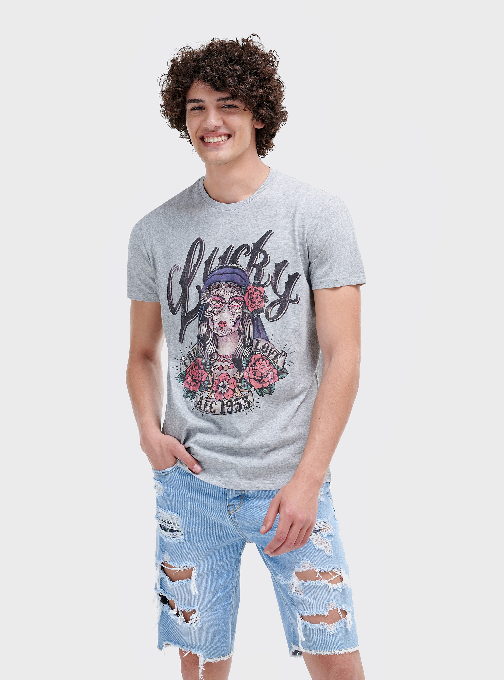 Tattoo t-shirt, LIGHT GREY MELANGE