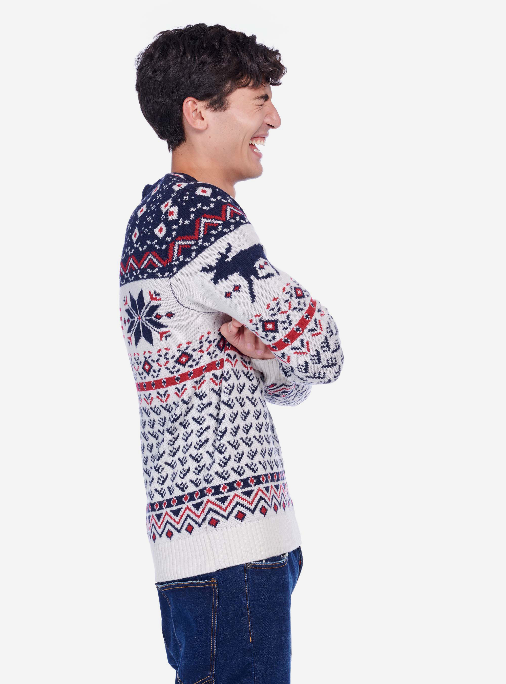 Pullover natalizio in misto lana, BIANCO