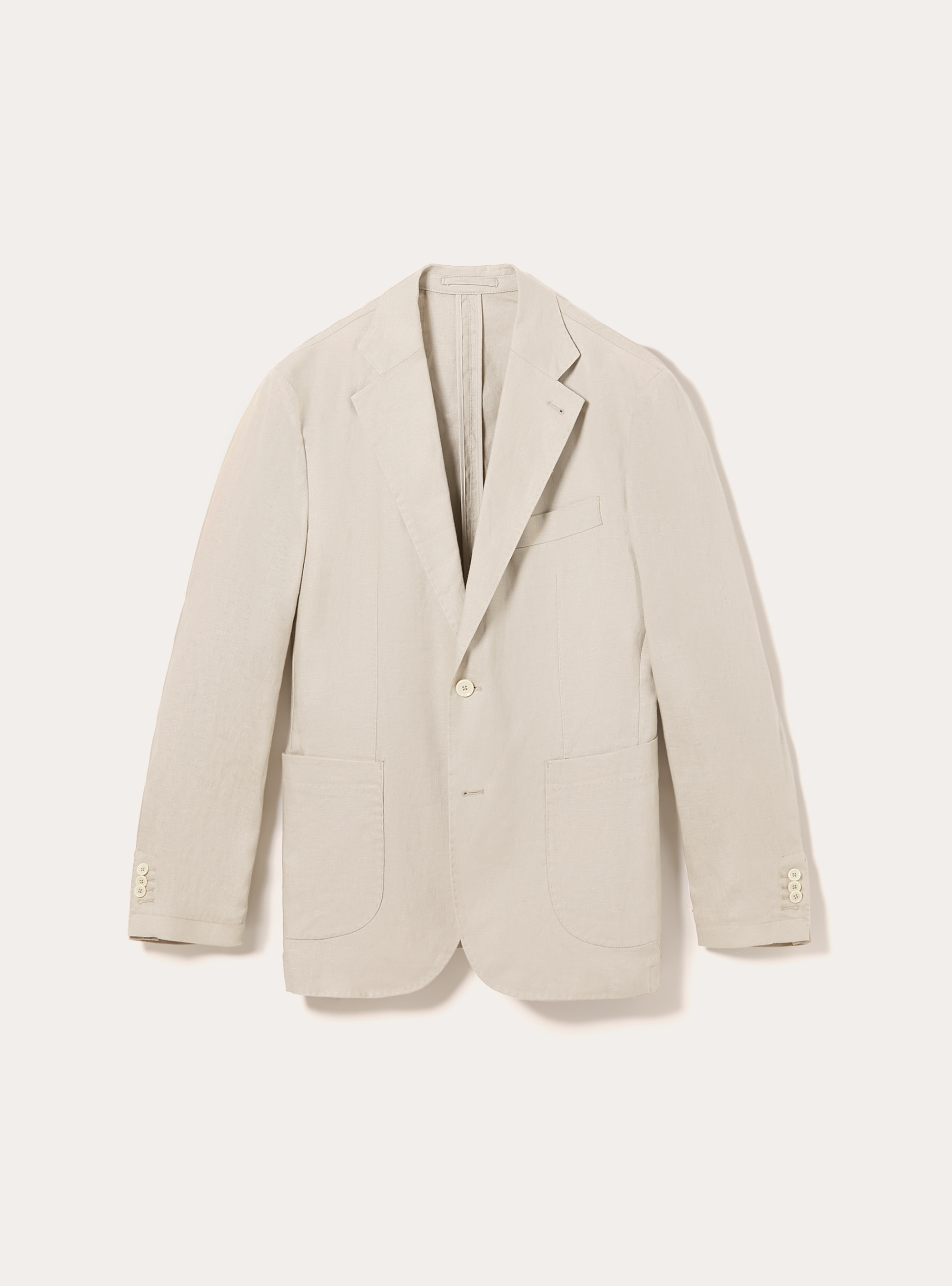 Single-breasted pure linen jacket, BG3 BEIGE LIGHT
