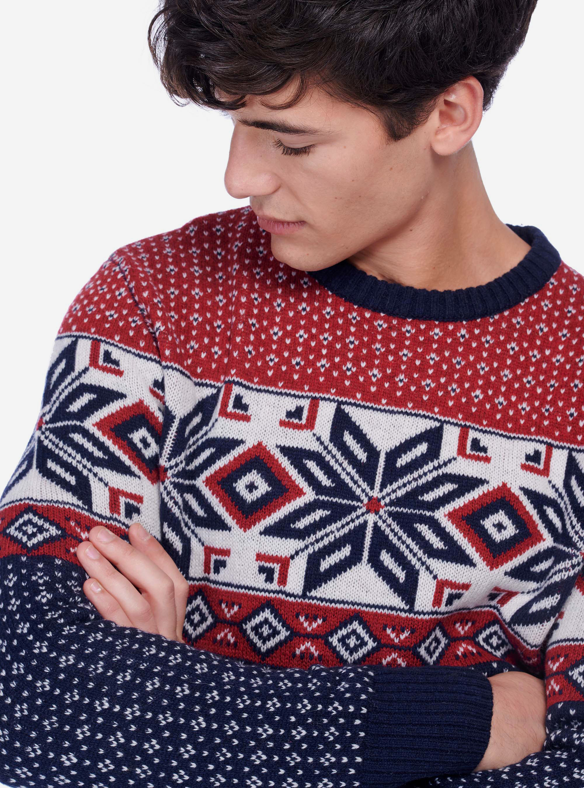 CHRISMAST JACQUARD PULLOVER, BLUE NAVY