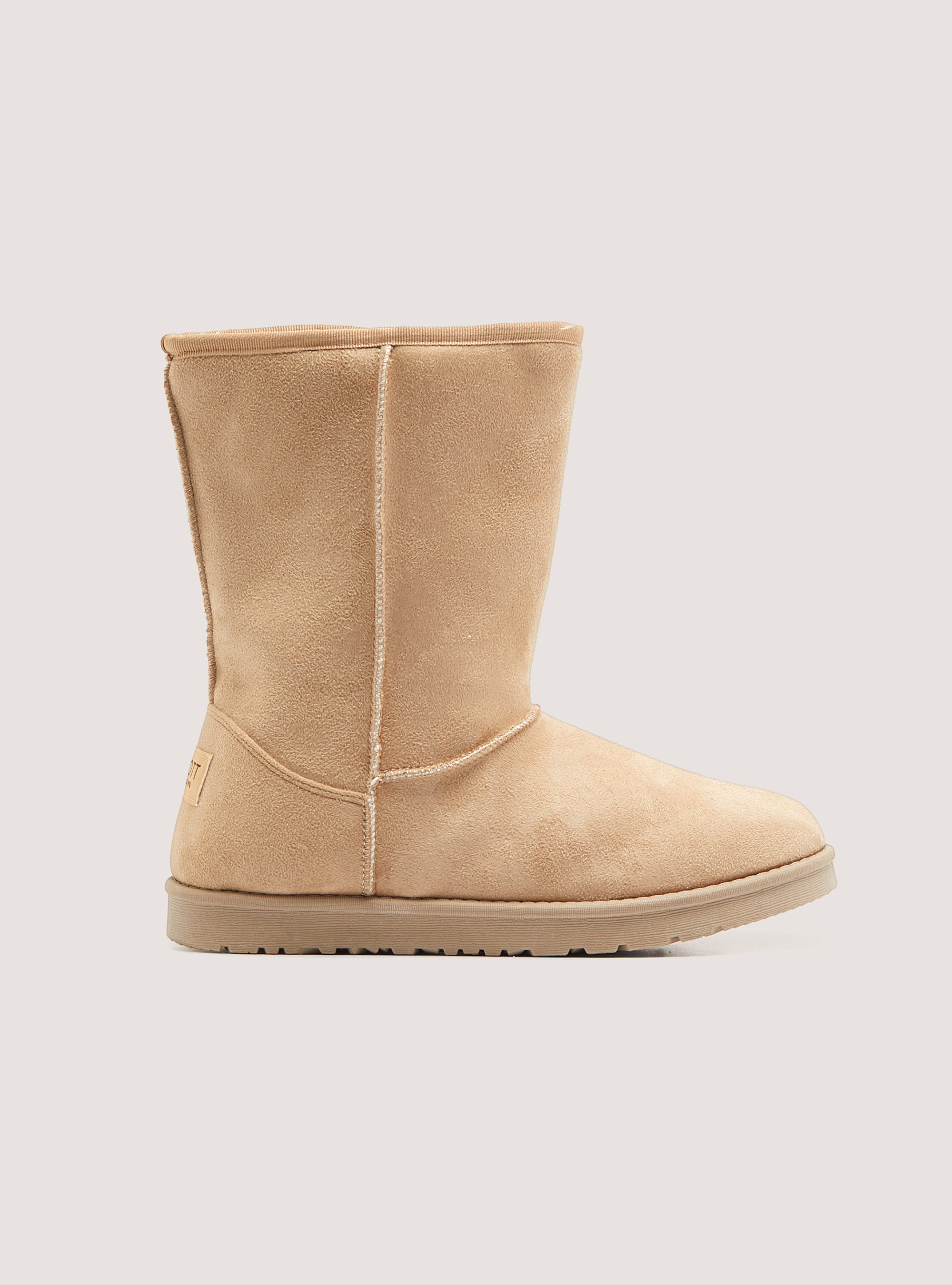 Stivaletti scamosciati con eco pelliccia interna, BEIGE