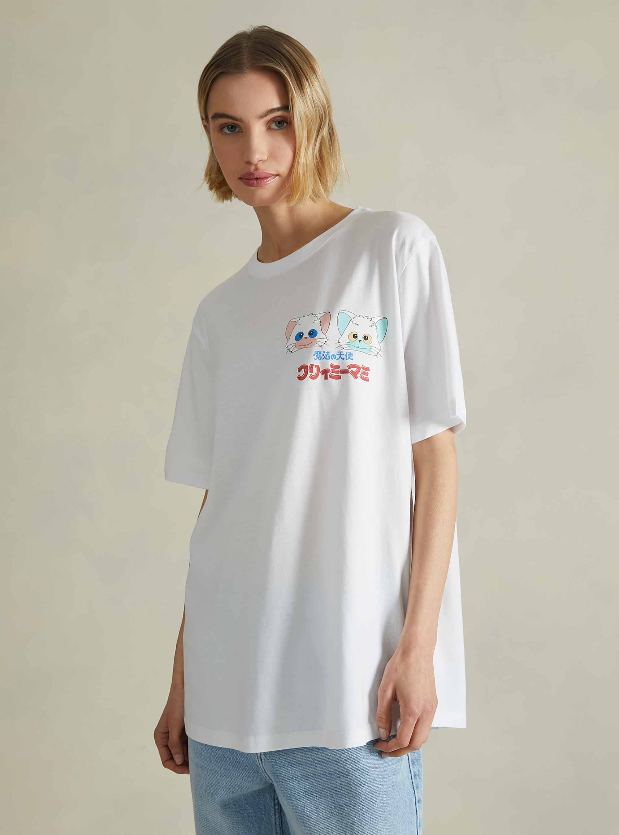Creamy / Alcott oversized T-shirt, WH3 WHITE