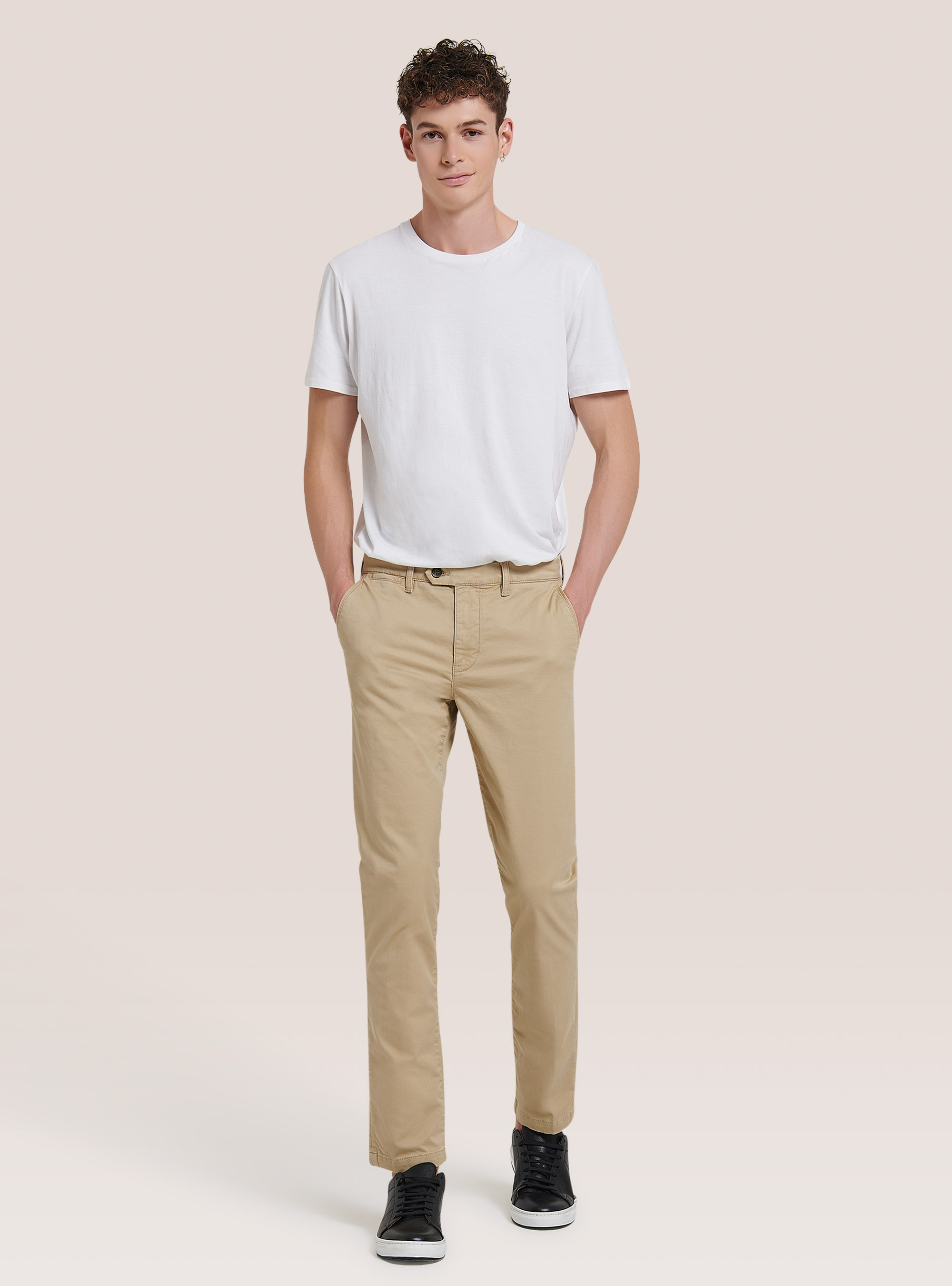 Pantaloni chinos classici in cotone, C5482 BEIGE