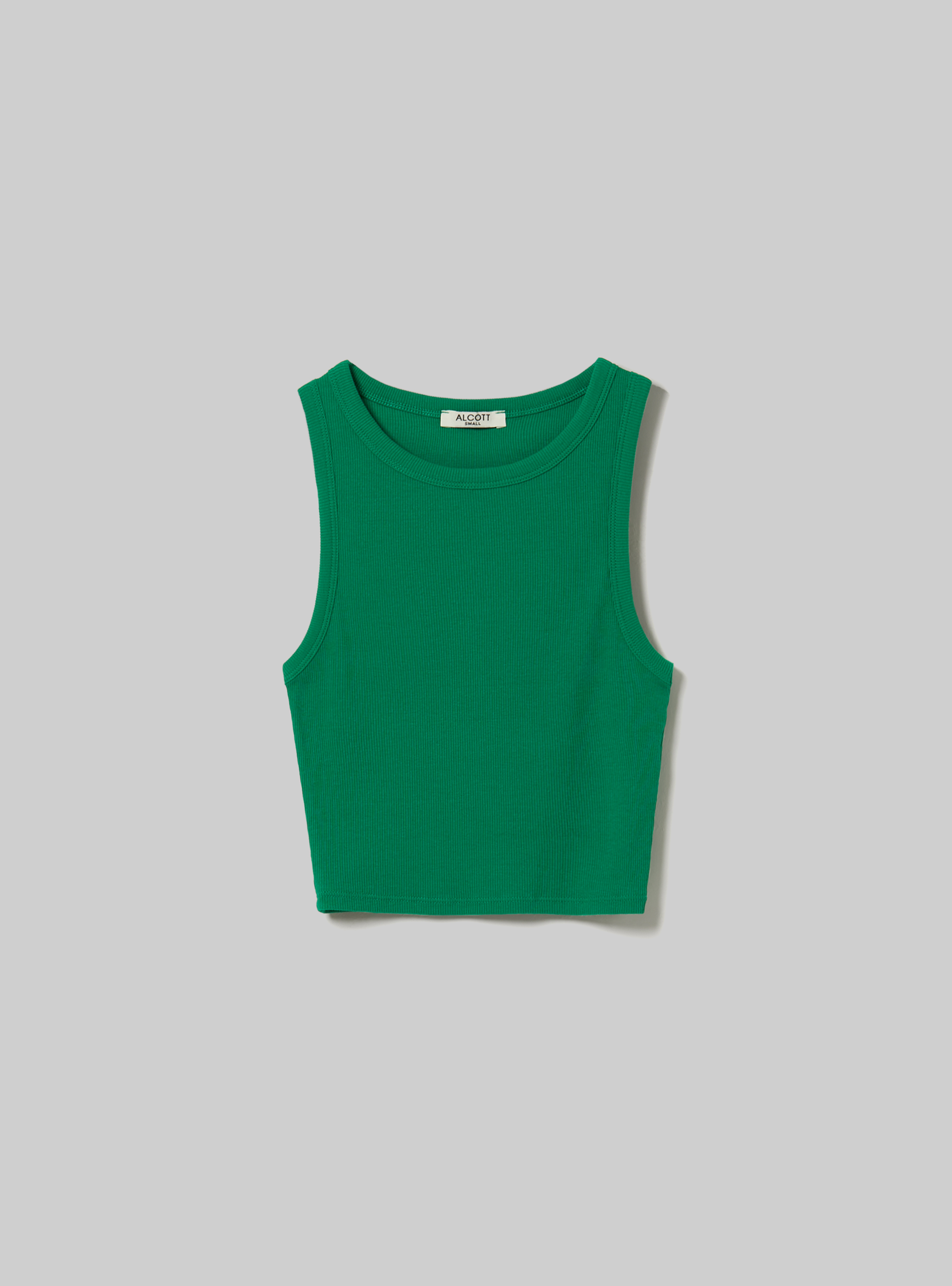 Cropped cotton tank top, GN2 GREEN MEDIUM